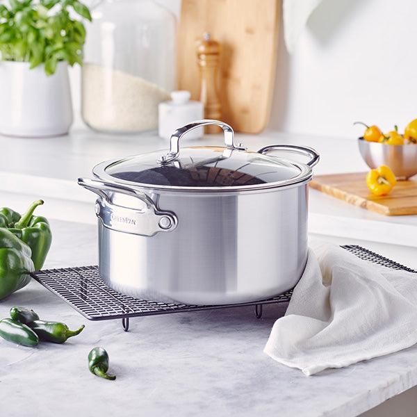 kookpot met deksel zilver roestvrij staal