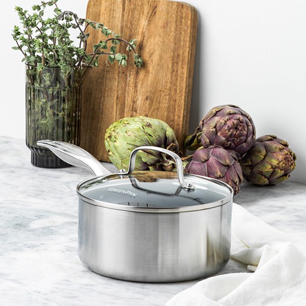 steelpan met deksel zilver gehard aluminium