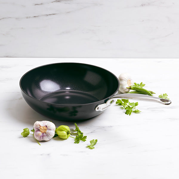 wokpan zwart aliminium