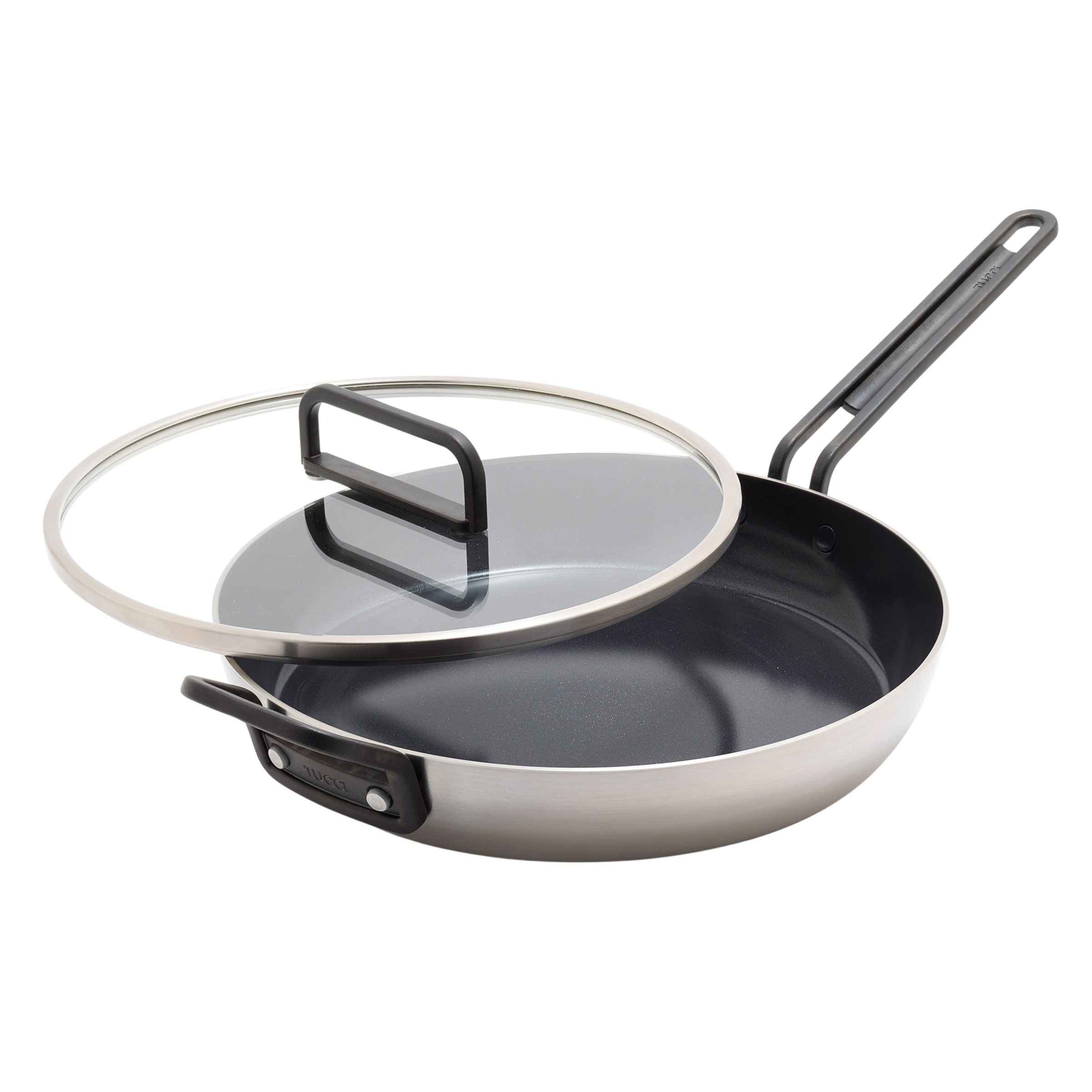 GreenPan™ Stanley Tucci™ Stainless Steel Ceramic Nonstick 30cm Frypan with Lid