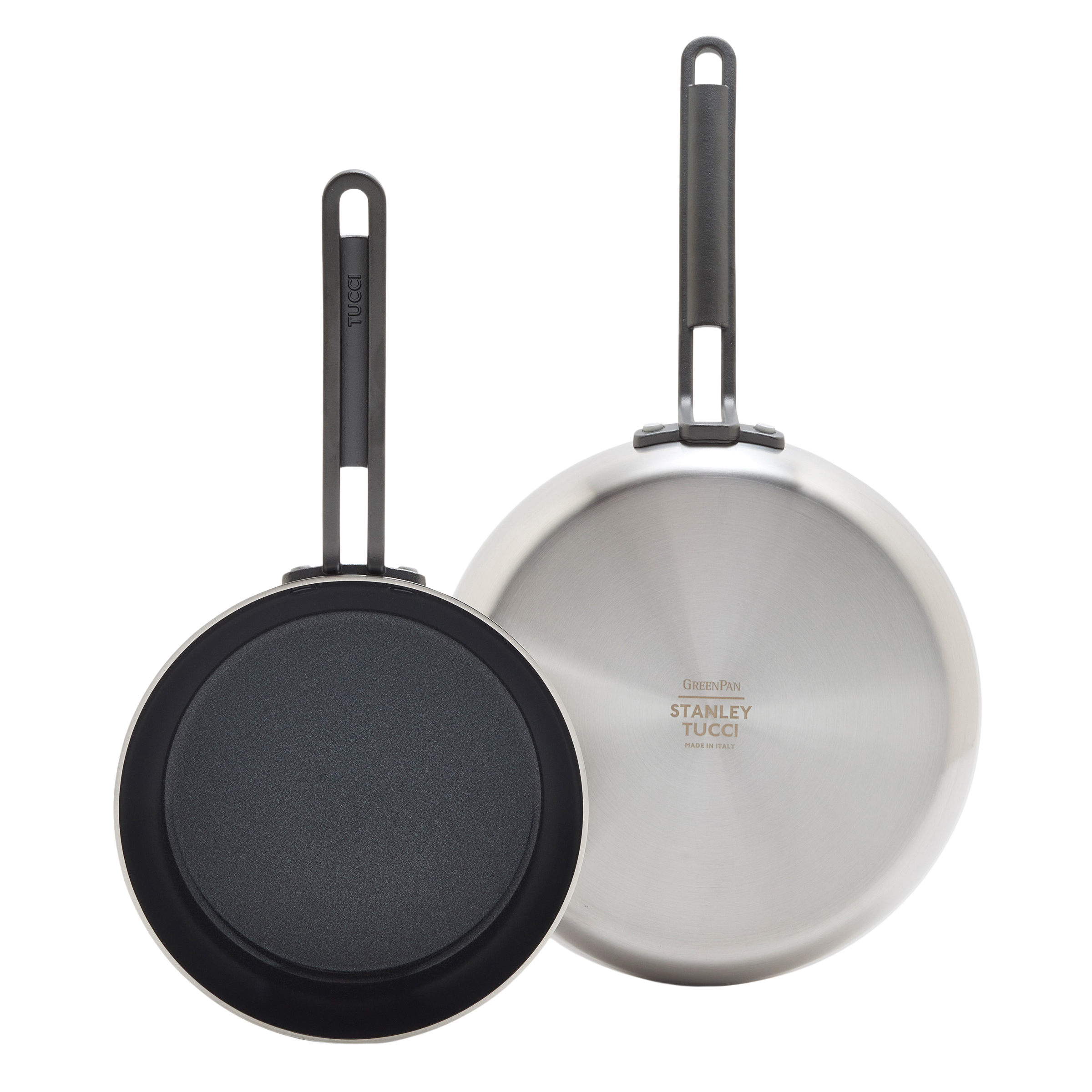 GreenPan™ Stanley Tucci™ Stainless Steel Ceramic Nonstick Frypans, Set of 2