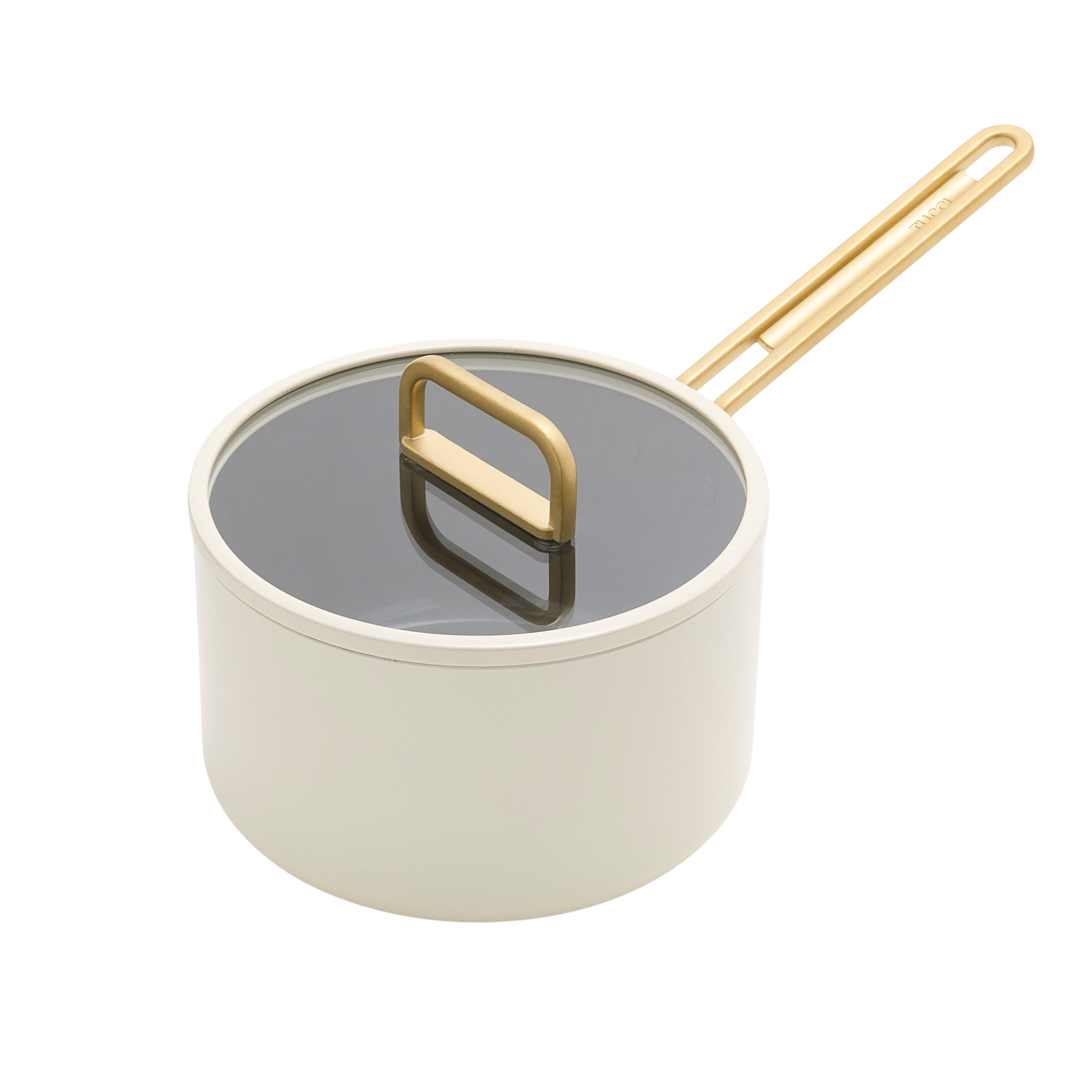 Casserole antiadhésive en céramique GreenPan™ Stanley Tucci™ 20 cm/3,78 L avec couvercle, blanc de Carrare