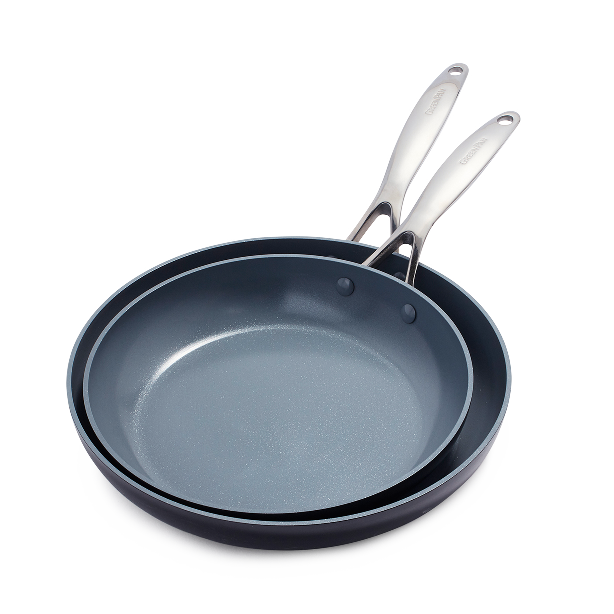 Greenpan Valencia Pro Braadpannen 26cm 30cm 2-delig Keramisch inductie pfas-vri  vooraanzicht