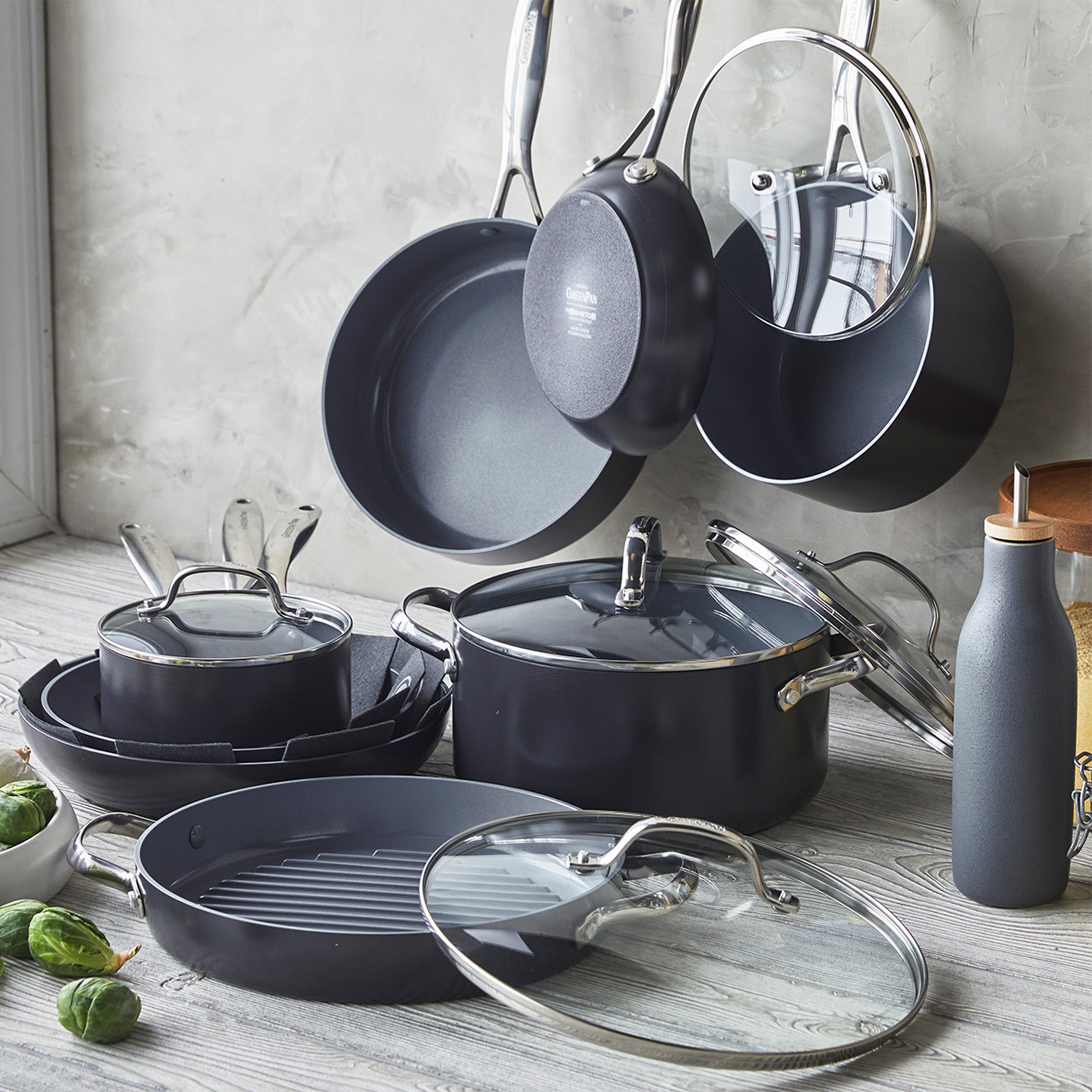 Greenpan Koekenpannen Kookpotten Valencia Pro 11-delig Keramisch inductie pfas-vri vooraanzicht