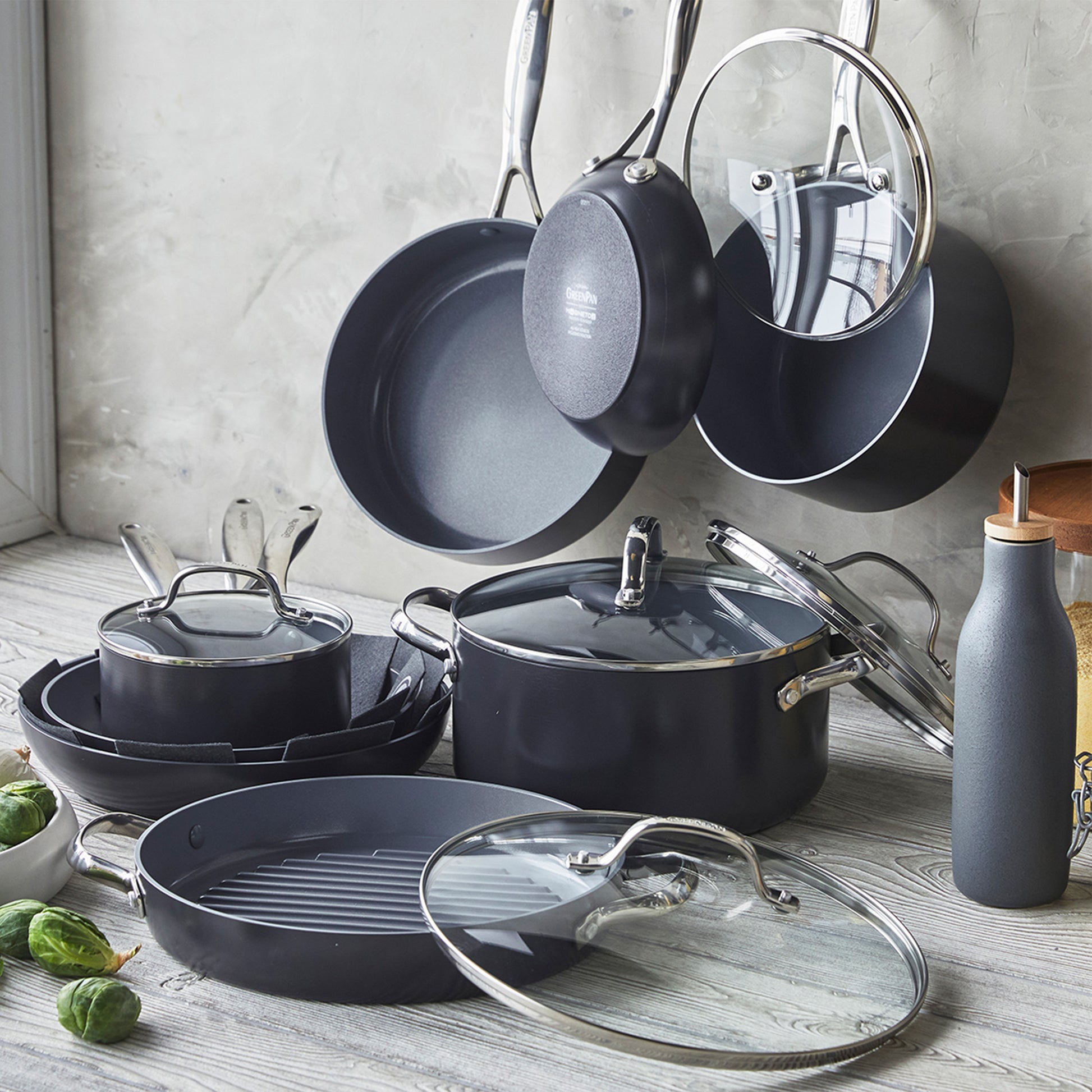 Greenpan Valencia Pro Braadpannen Koekenpannen Kootpotten 11-delige Keramisch inductie pfas-vri   vooraanzicht