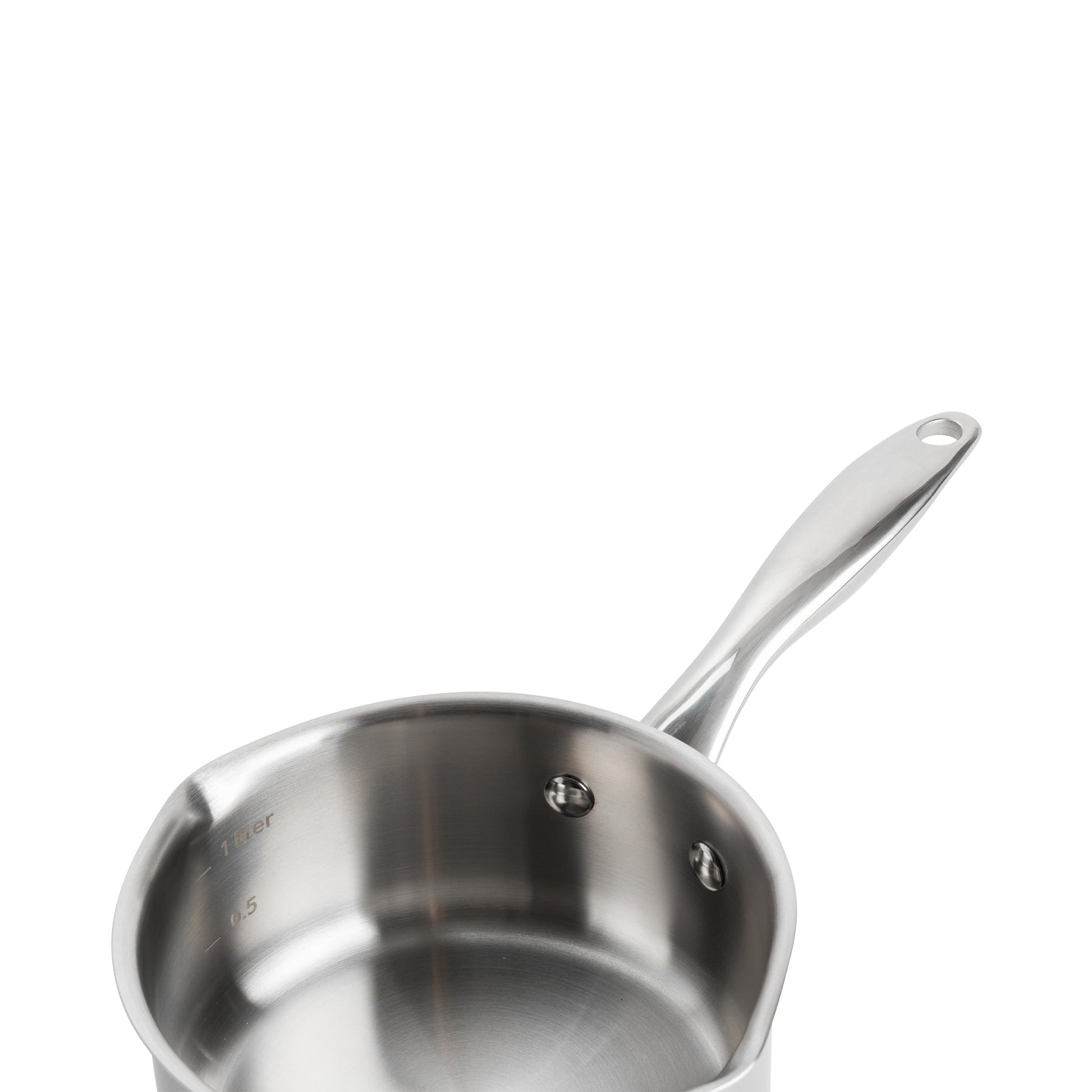  Dagelijkse kost steelpan 16cm met 2 tuiten zilver bovenaanzicht