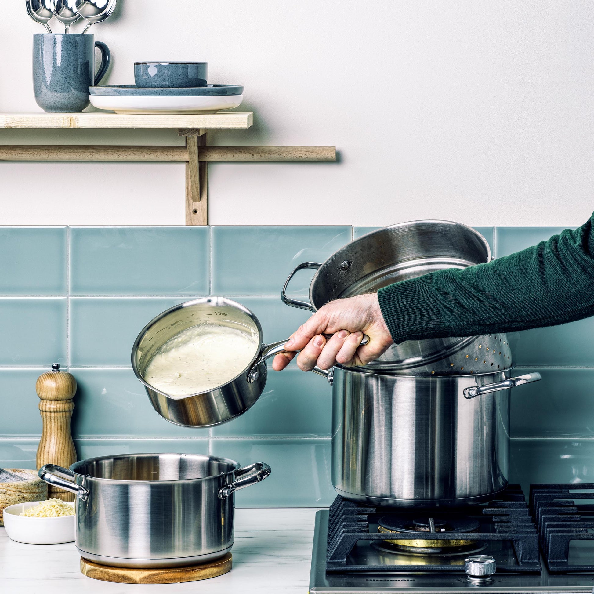 Dagelijkse kost kookpot 18cm/2L met deksel zilver saus