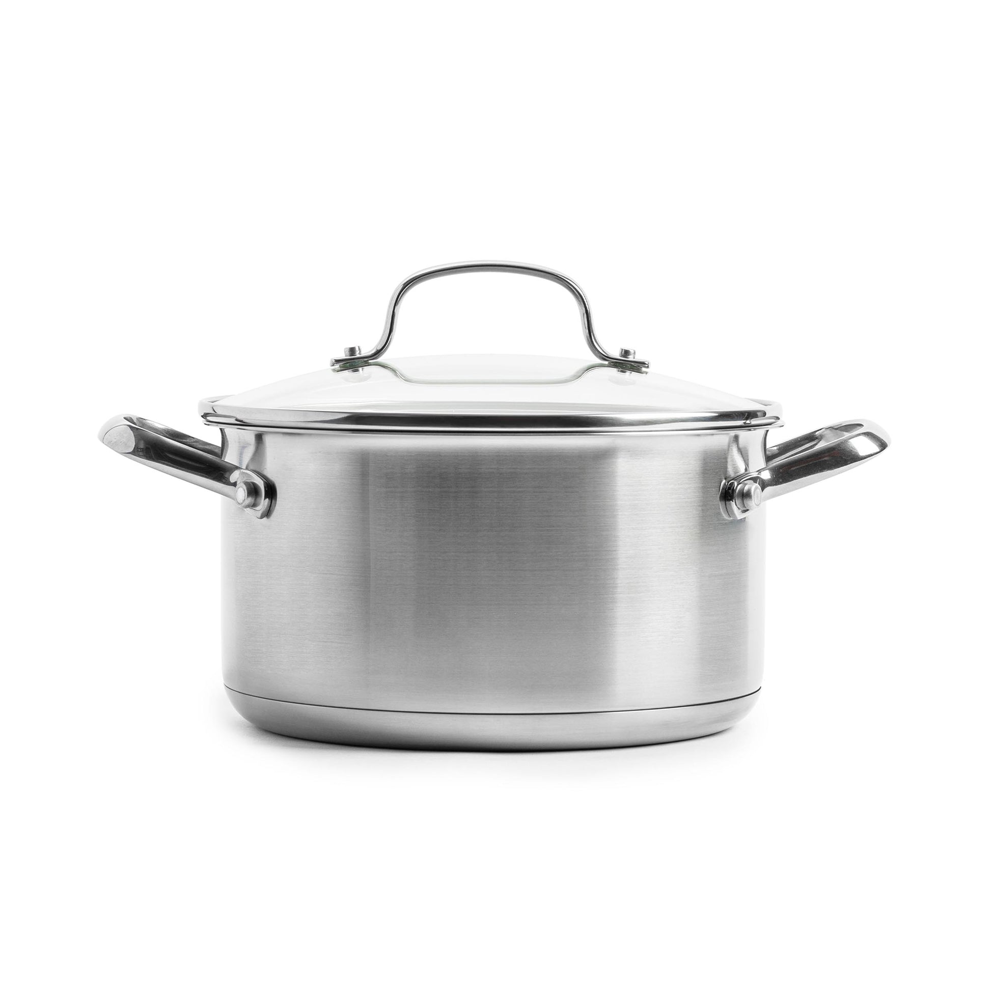 Dagelijkse kost kookpot 24cm/6L met deksel zilver vooraanzicht