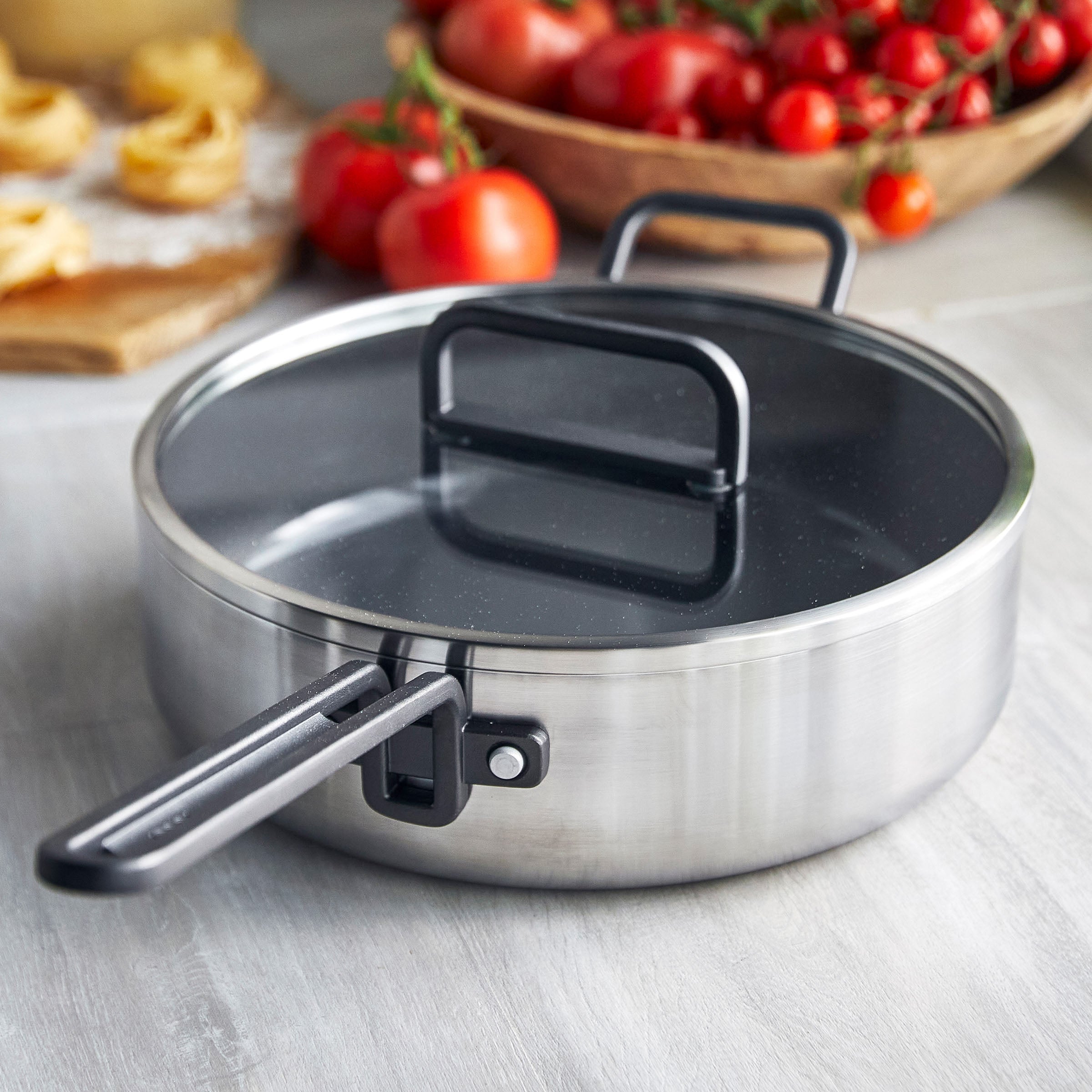 GreenPan™ Stanley Tucci™ Stainless Steel Ceramic Nonstick 4QT/26cm Sauté Pan with  Lid