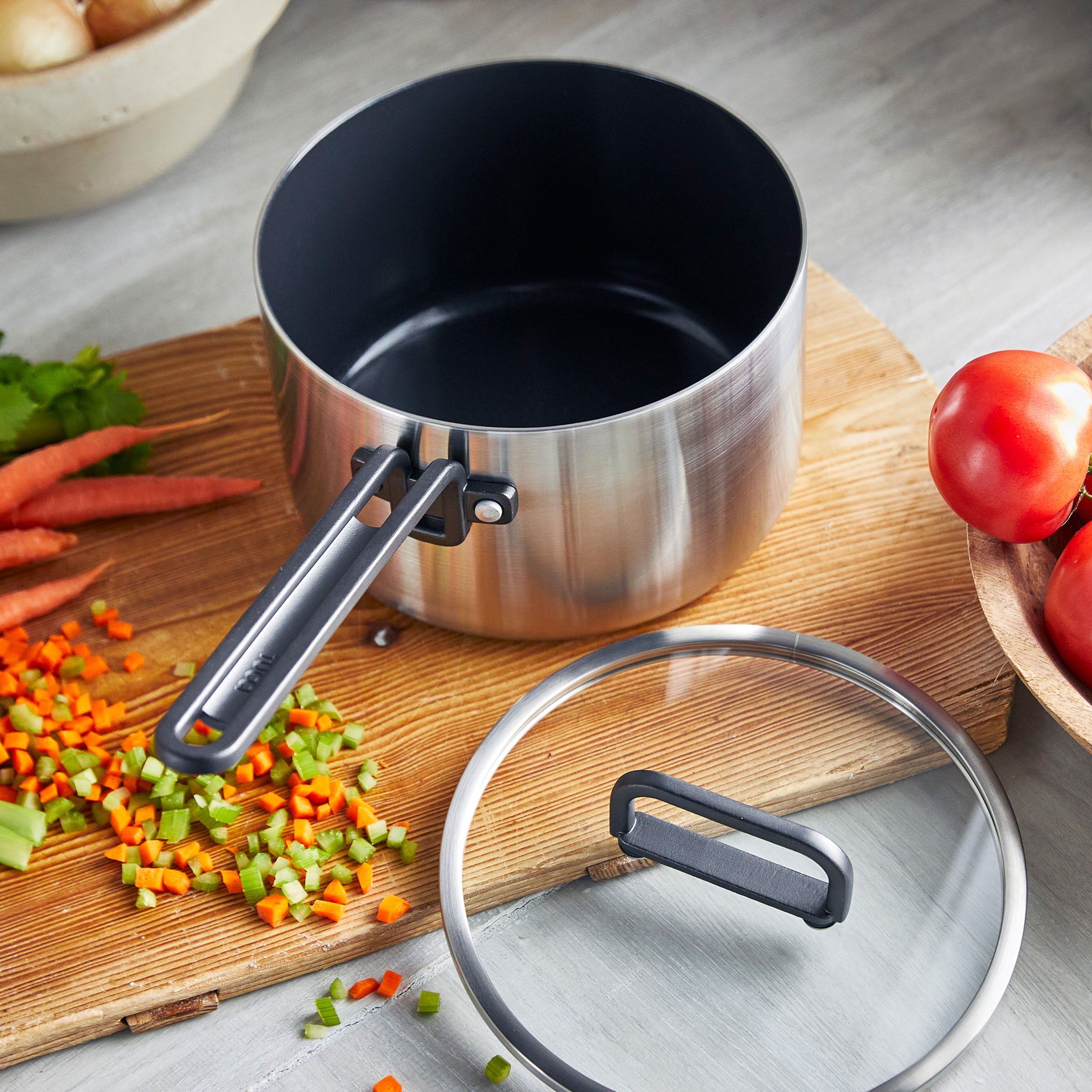 GreenPan™ Stanley Tucci™ Stainless Steel Ceramic Nonstick 4QT/20cm Saucepan with  Lid