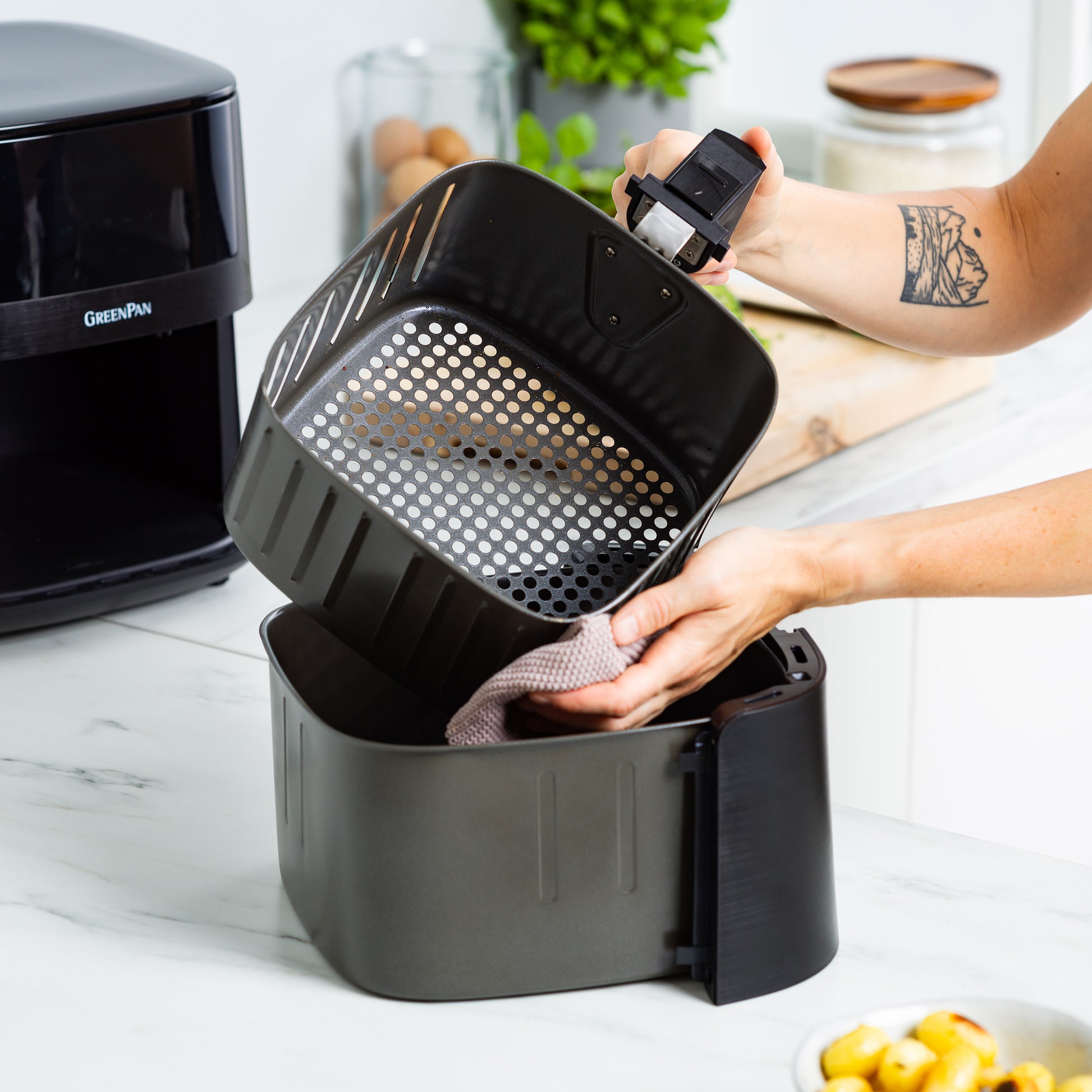  Greenpan Airfryer Dual Zone Elite Keramisch pfas-vri zijaanzicht 