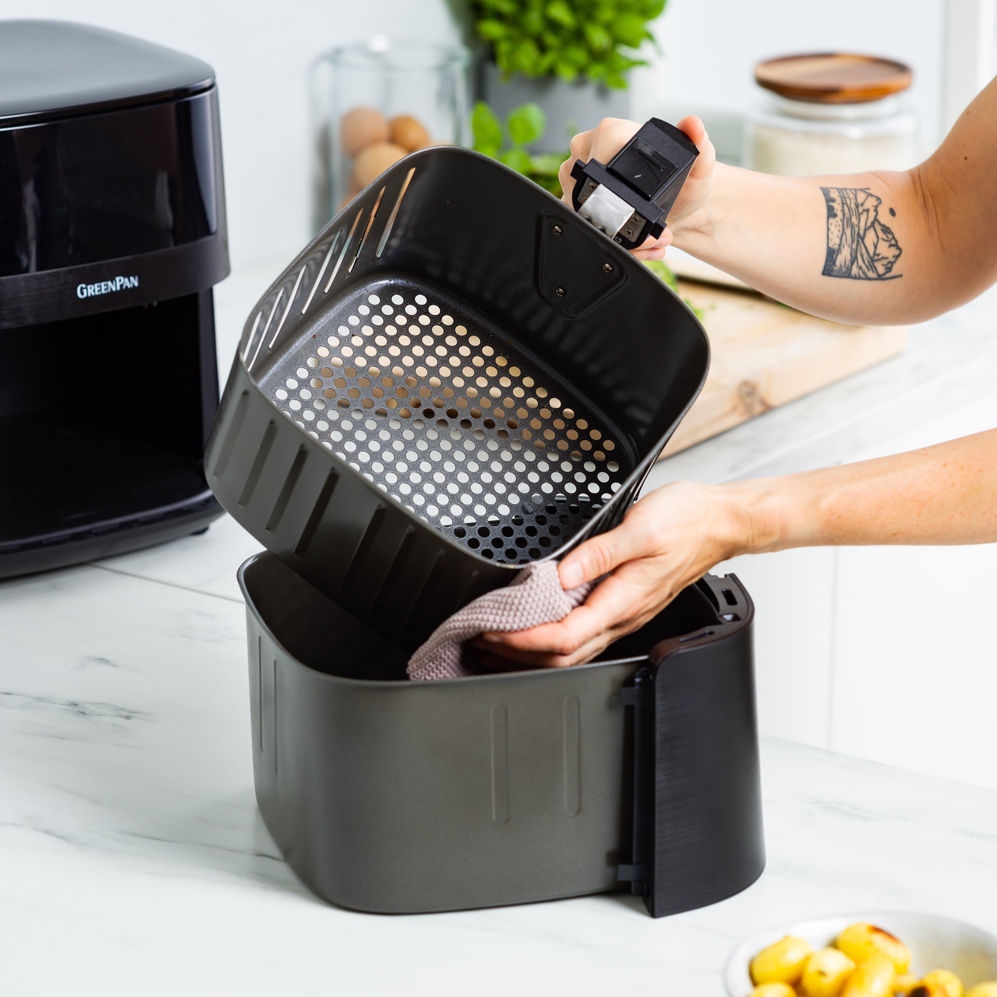 Greenpan Airfryer Dual Zone Elite Keramisch pfas-vri zijaanzicht