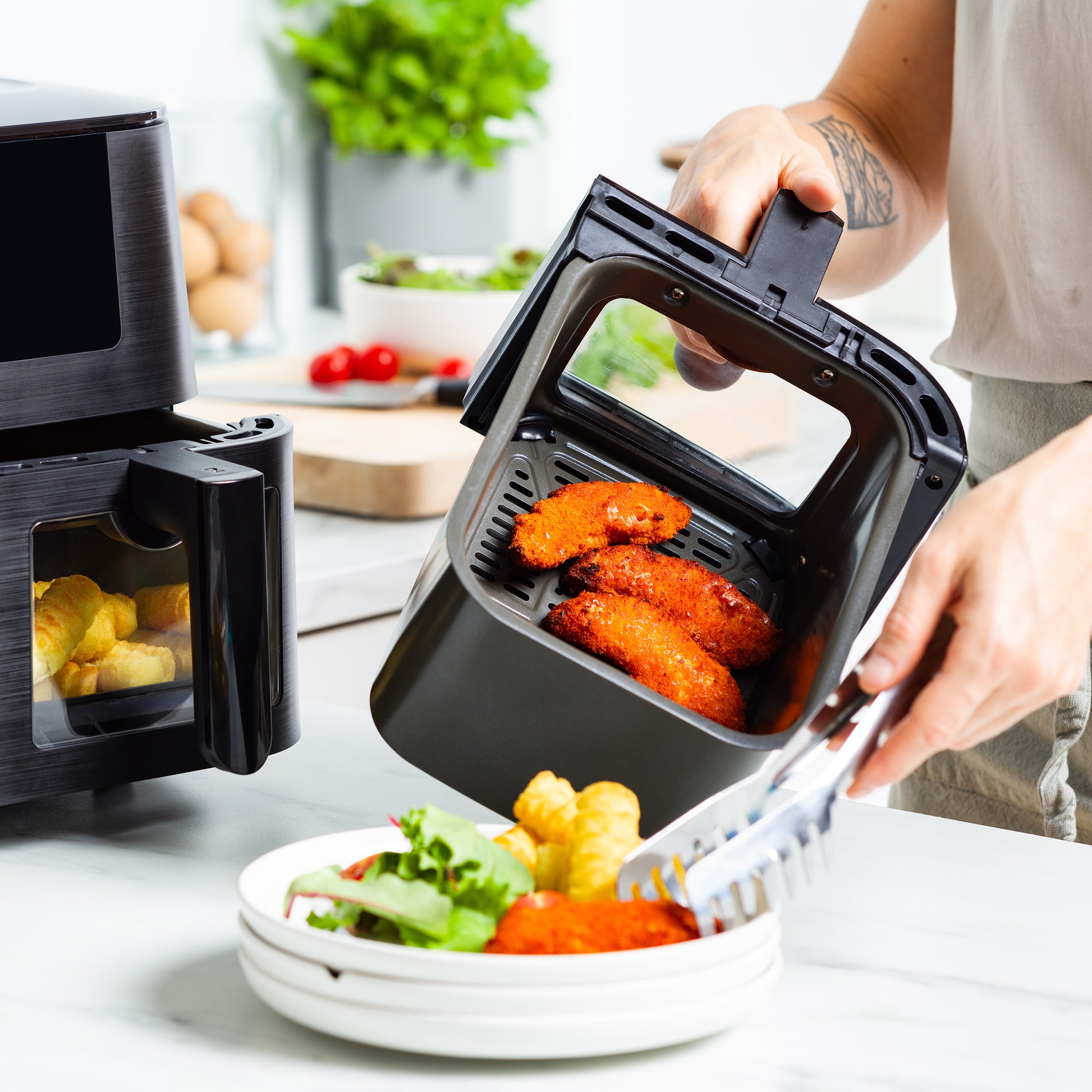  Greenpan Airfryer Dual Zone Elite Keramisch pfas-vri zijaanzicht 