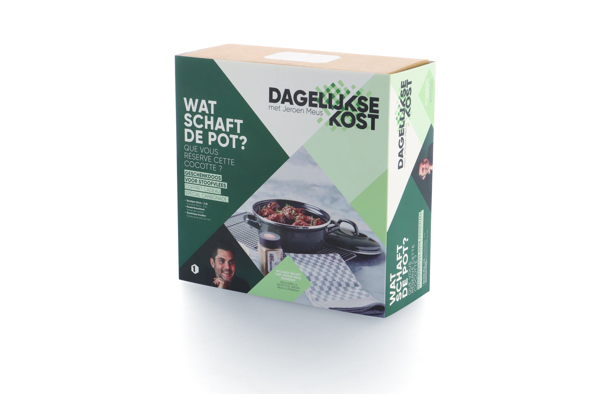 Dagelijkse kost geschenkdoos voor stoofvlees 22cm groen verpakking