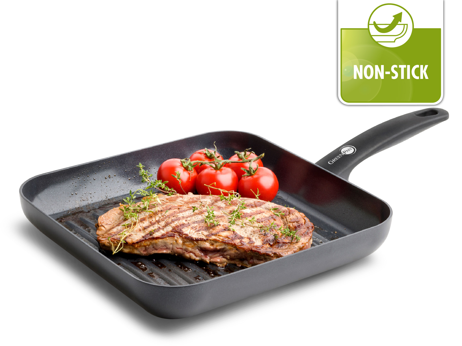 Cambridge Black vierkante Grillpan 28cm zwart gebakken vlees
