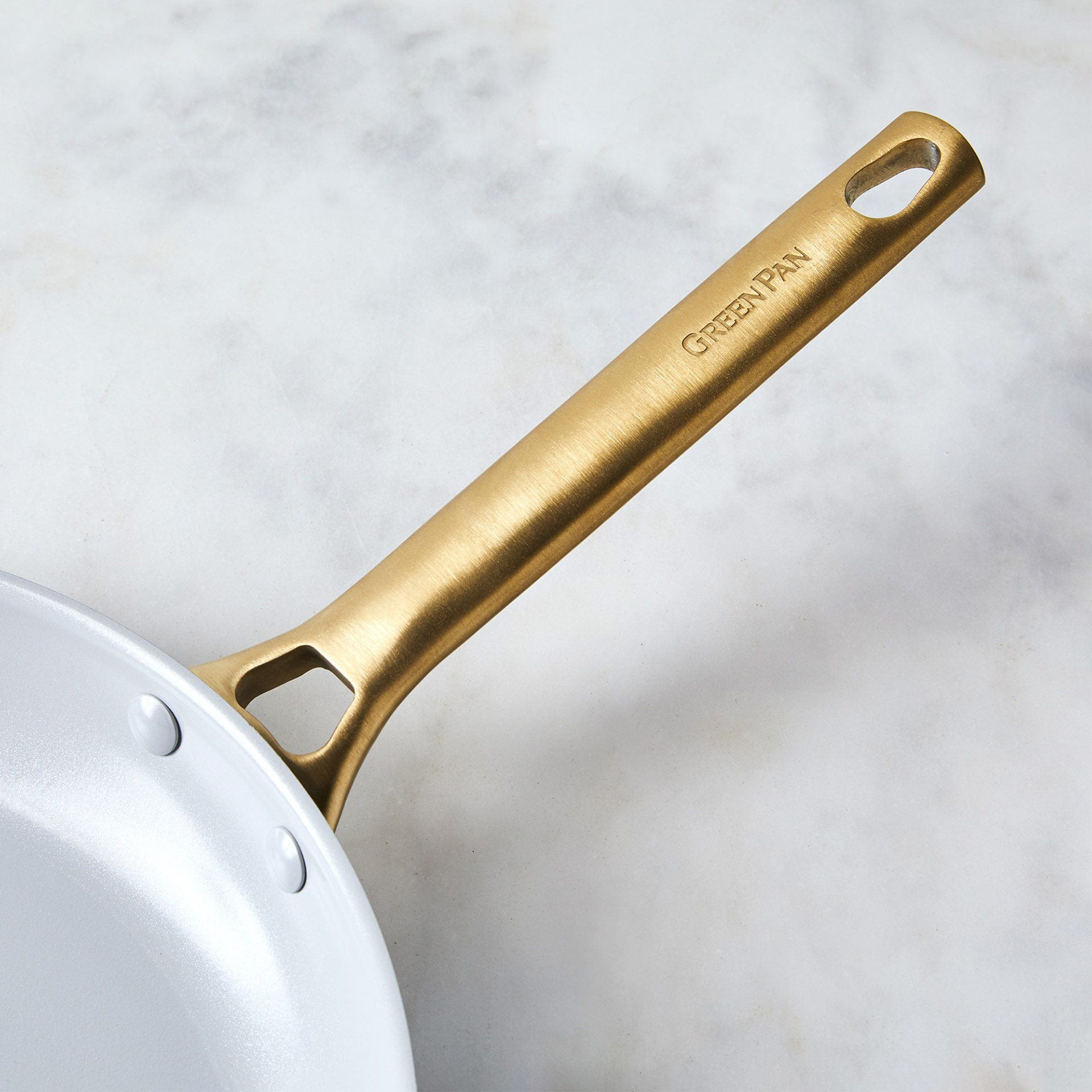Padova Braadpan blauw met gouden handvat