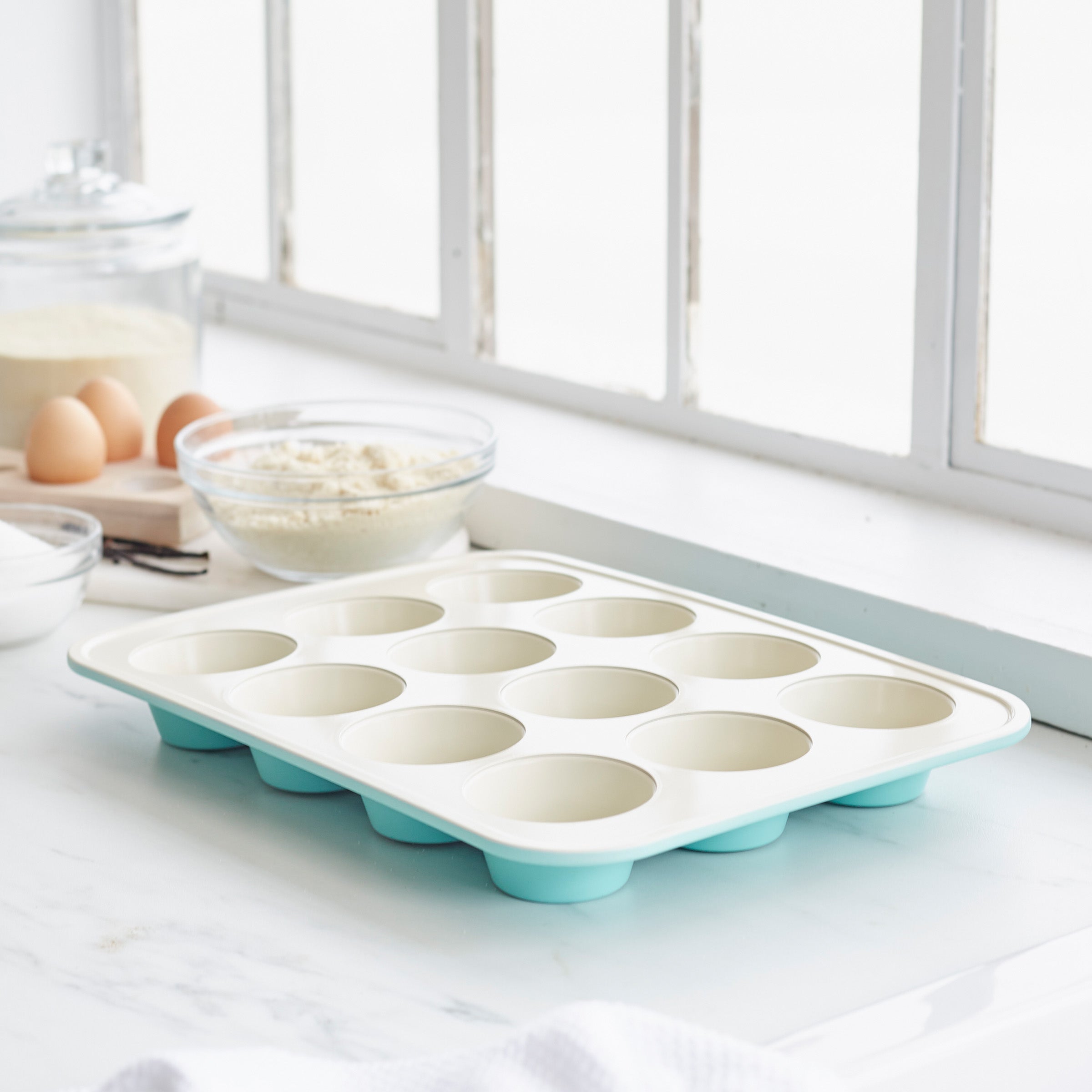 GreenPan Contour Turkoois Bakvorm voor 12 Muffins turquoise