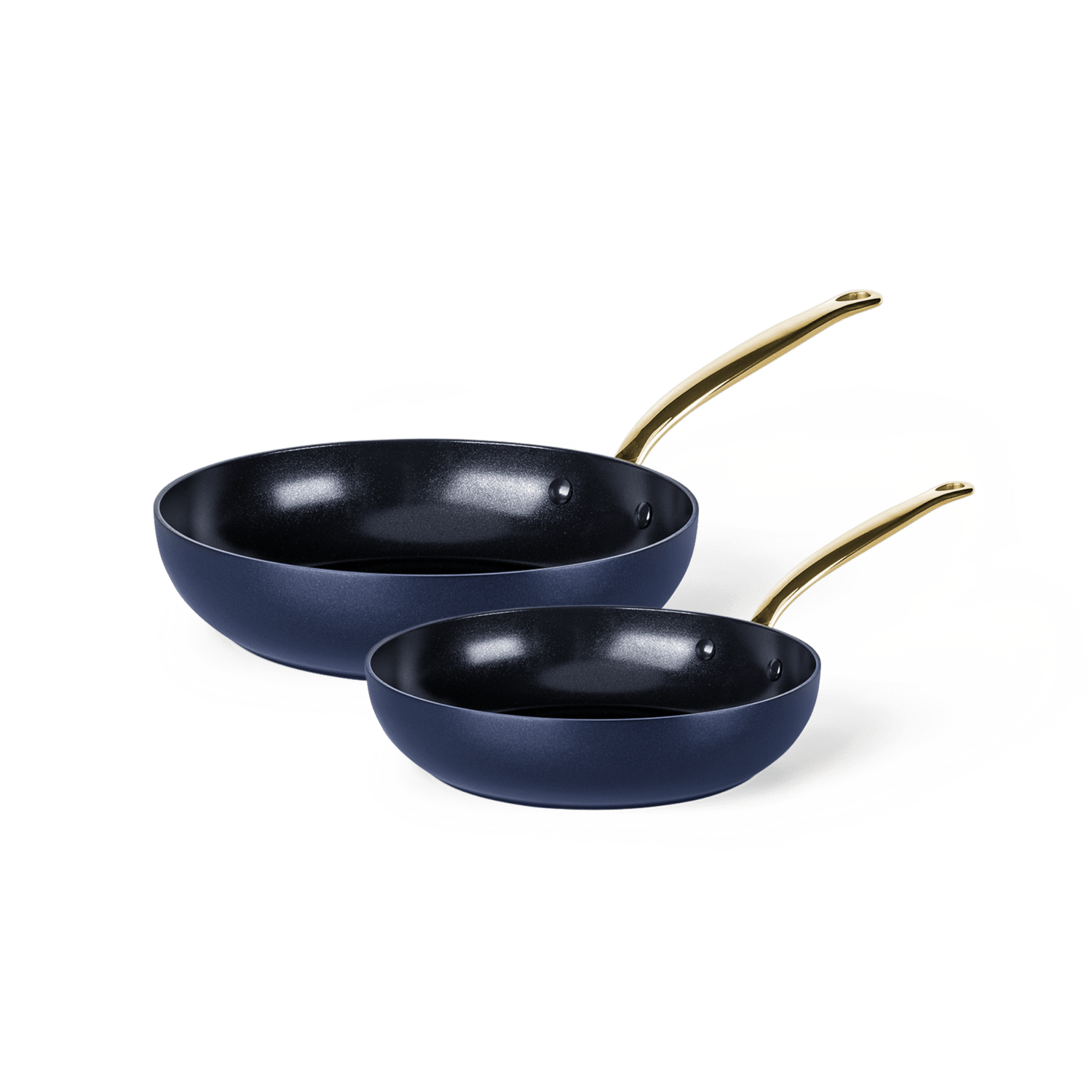 Barcelona Blue 2-delige Braadpannenset 20+28cm zwart handvat in goud