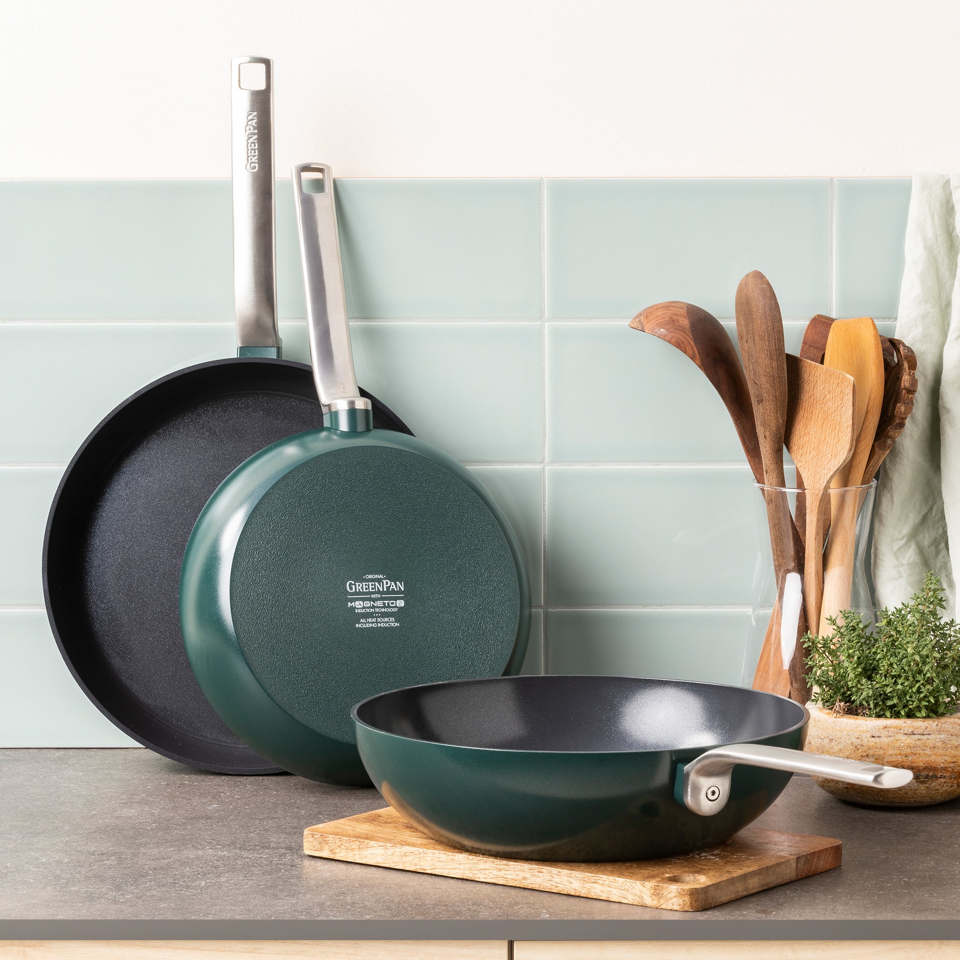 Evolution Pine Green Braadpan 20cm groen collectie