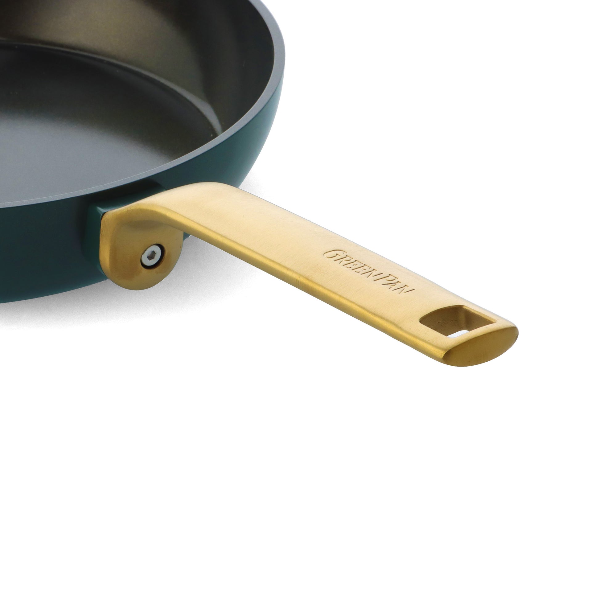 One Five Pine Green 3-delige set met matgouden handgrepen 20+24+28cm groen handvat