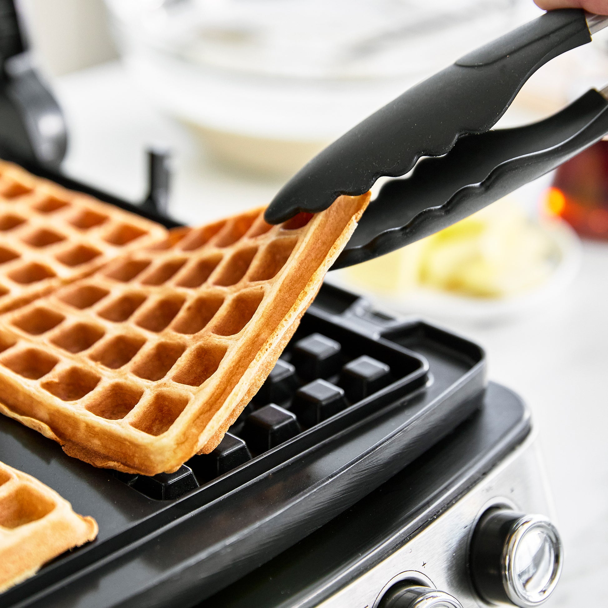  Belgische wafelplaten - contactgrill zwart met verse wafel