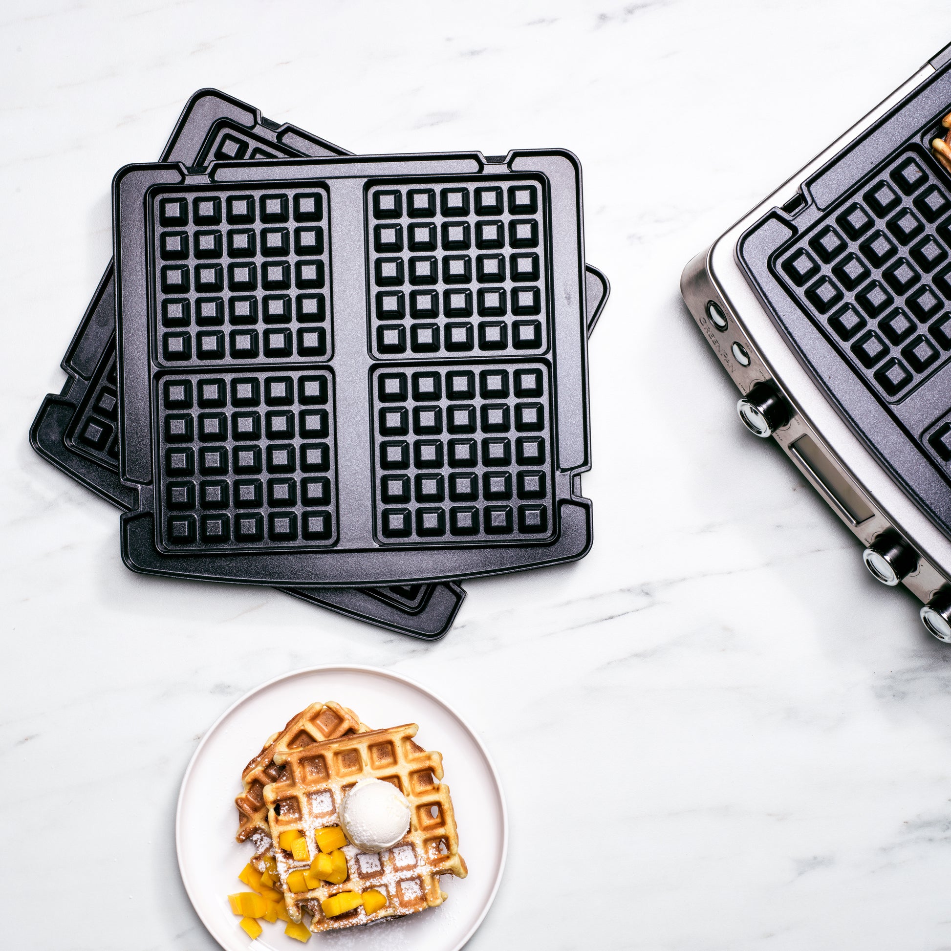 Wafelijzer Stainless Steel (incl. 2 sets wafelplaten) wafelplaten