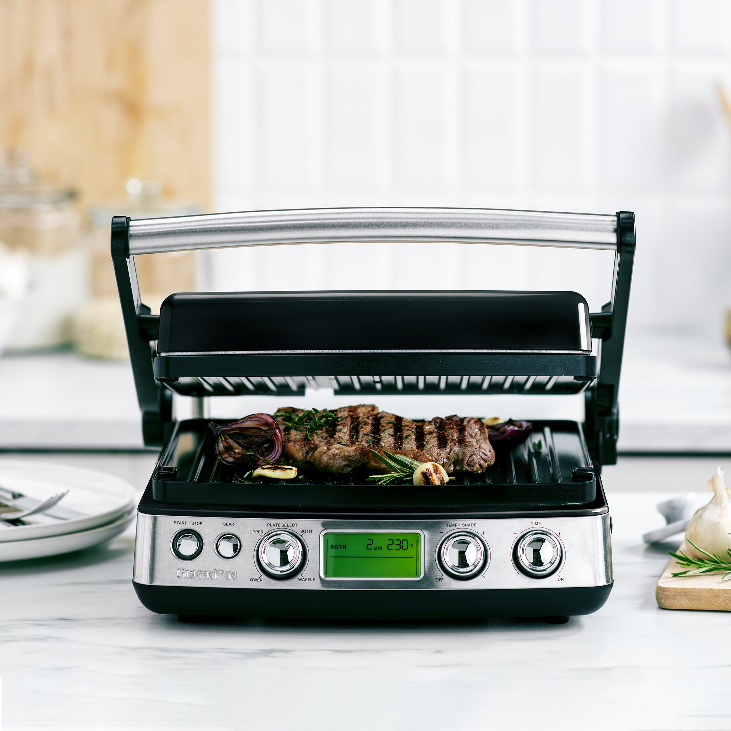 Contactgrill Glossy Black met vlees