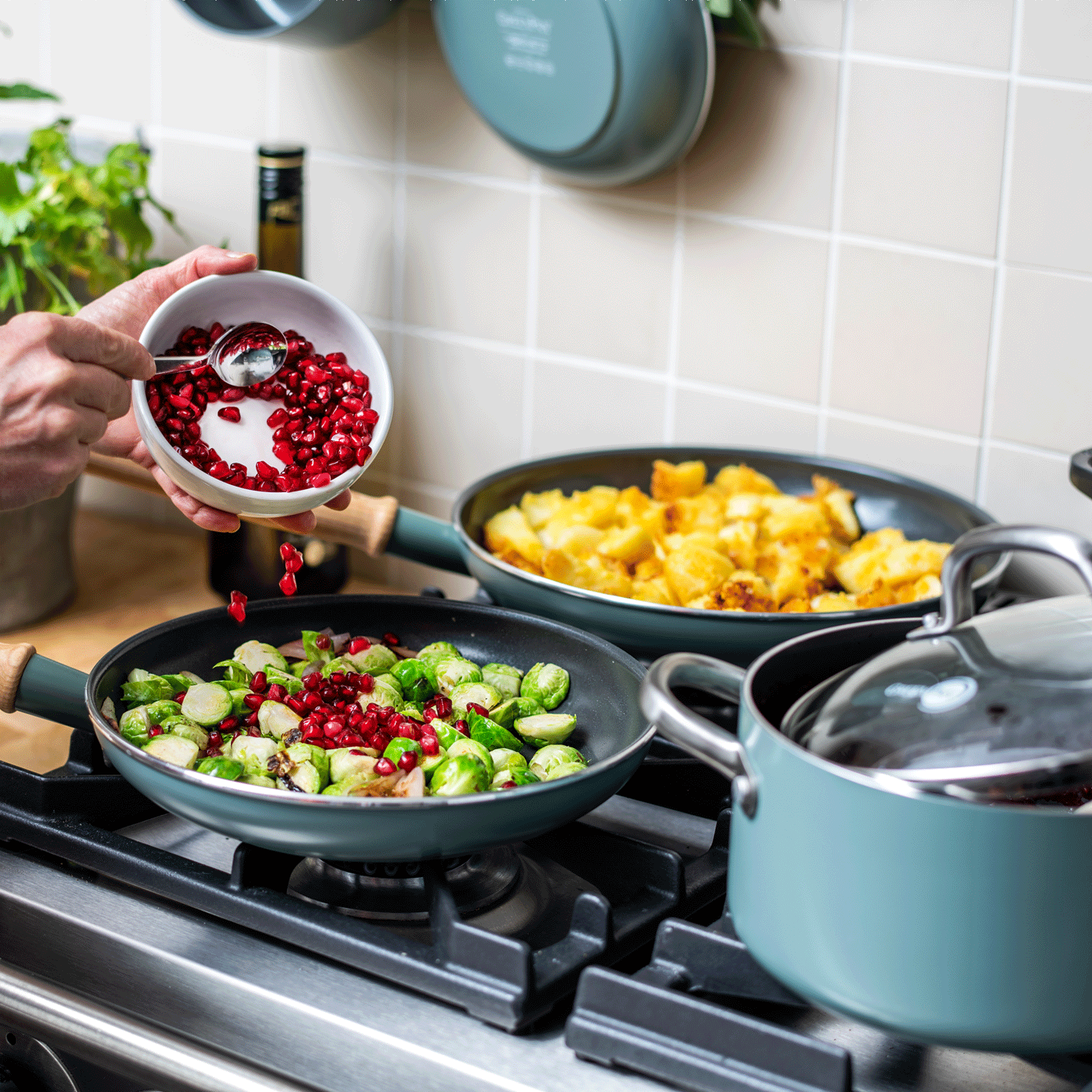 Mayflower Braadpan 20cm Scandinavisch blauw op vuur