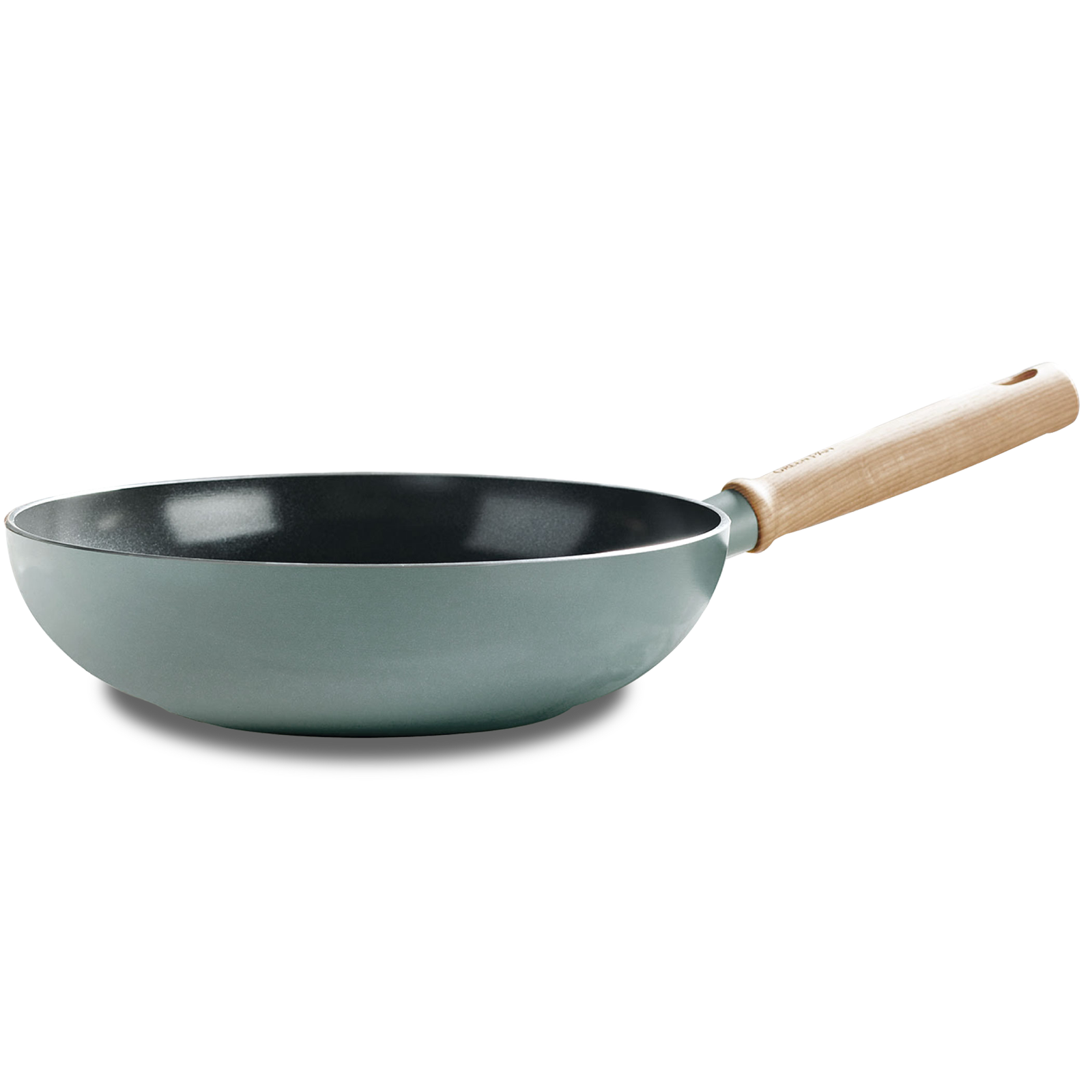 Mayflower Wok 28cm blauw met essenhouten handgreep