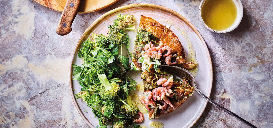 Quiche met erwtjes, garnalen en roomkaas