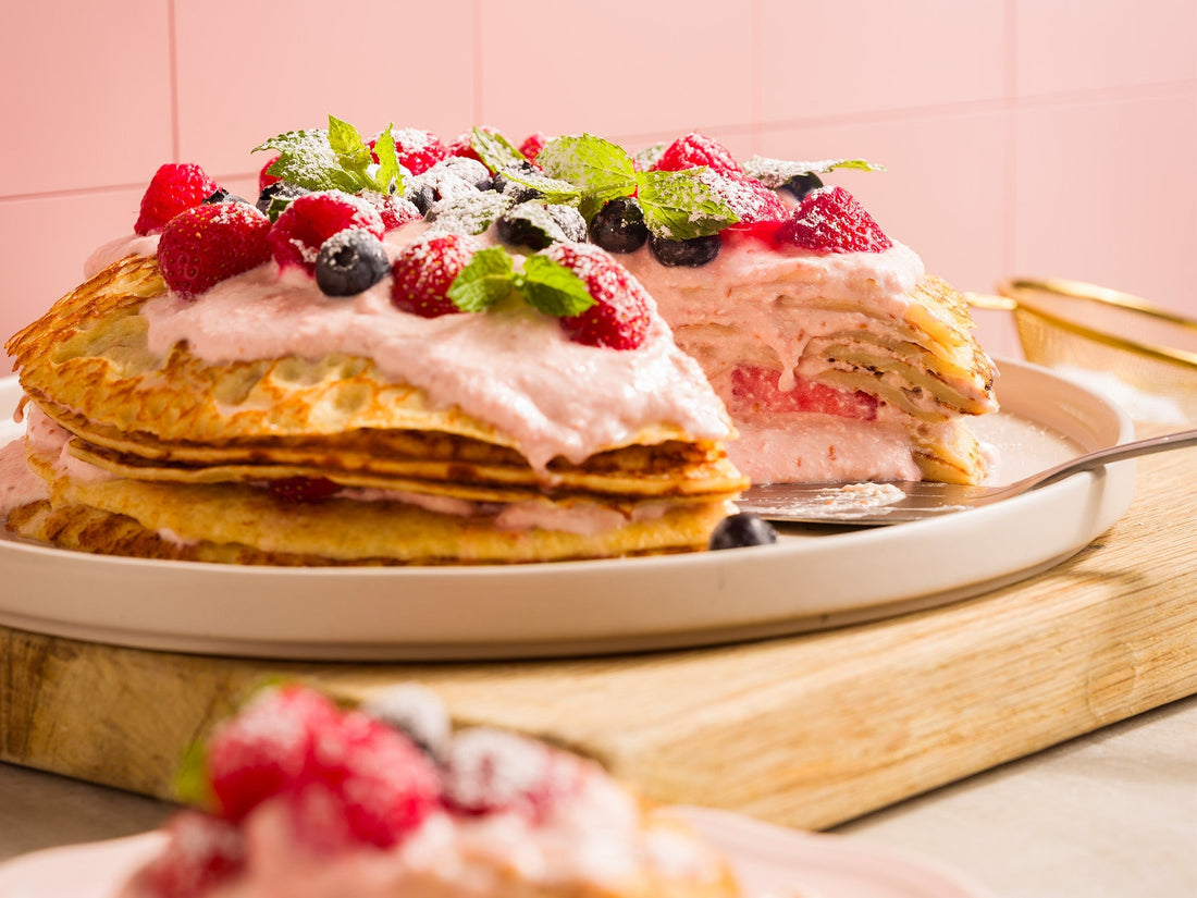 Pannenkoekentaart met frambozencrème