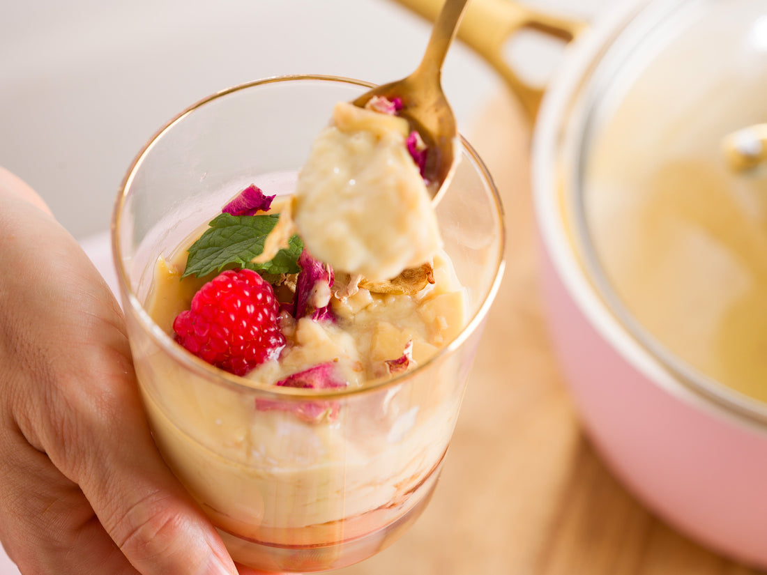 Vanillepudding met rozensiroop