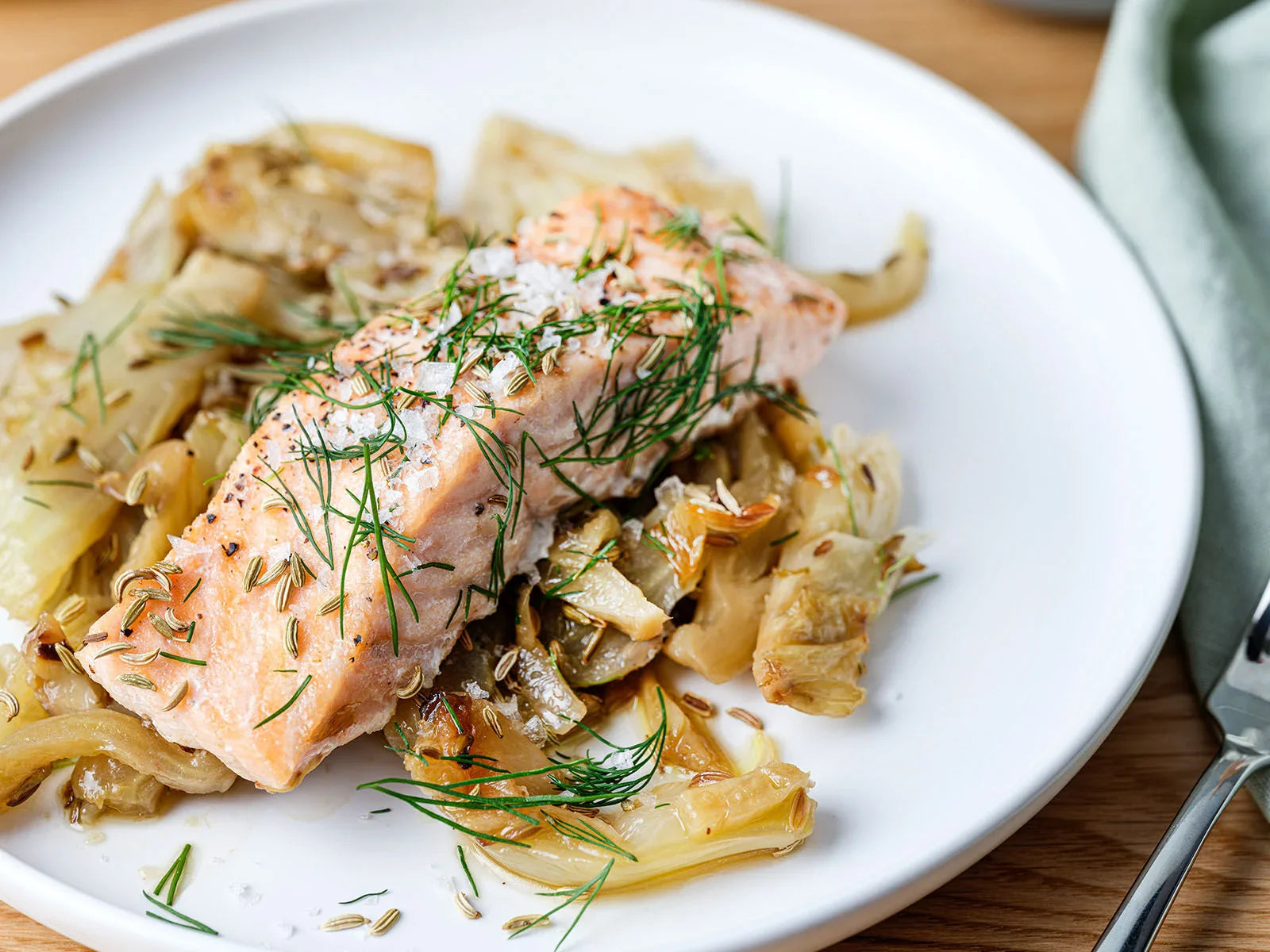 Zalm met gestoofde venkel