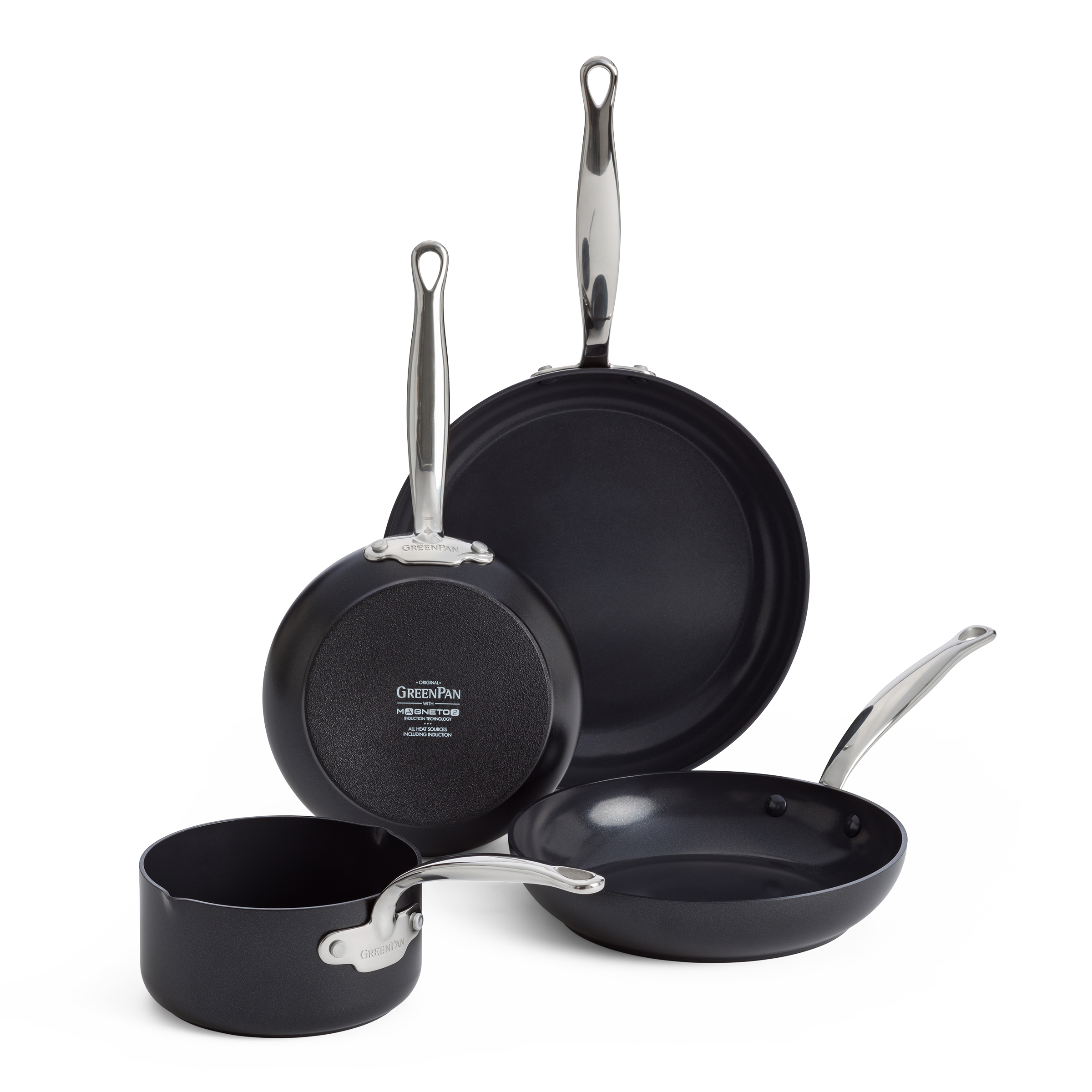 Set de 3 poêles à frire Barcelona + casserole avec manche