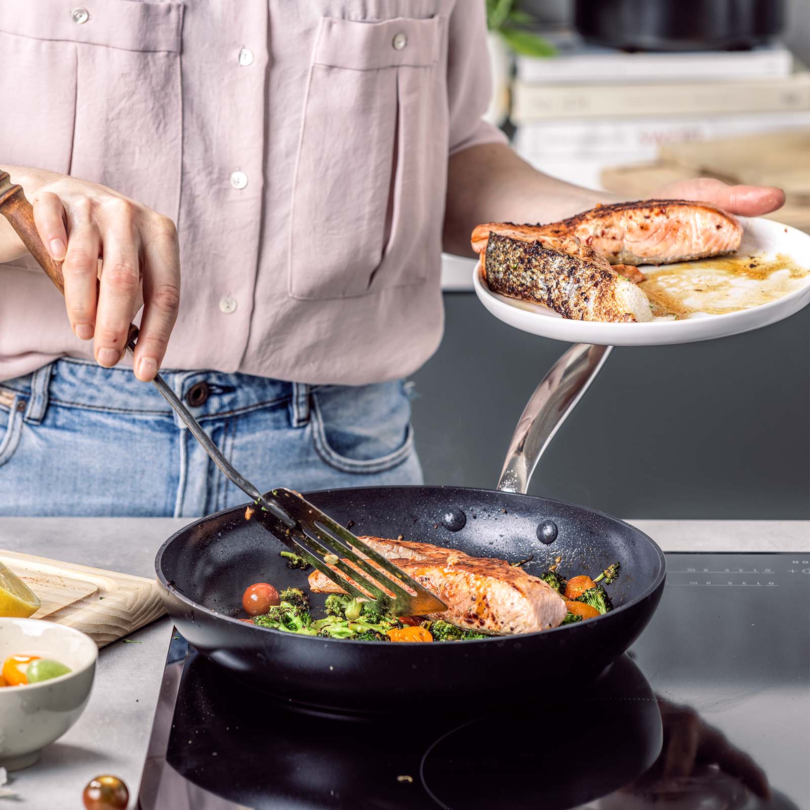 Set de 3 poêles à frire Barcelona + casserole avec manche