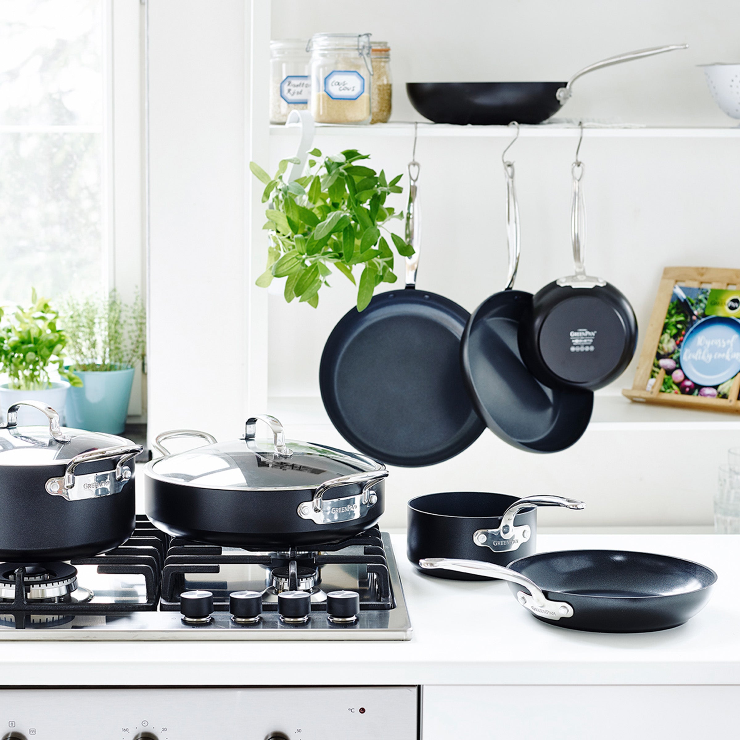 Greenpan Barcelona Koekenpannen 24cm 28cm Keramisch inductie pfas-vri vooraanzicht