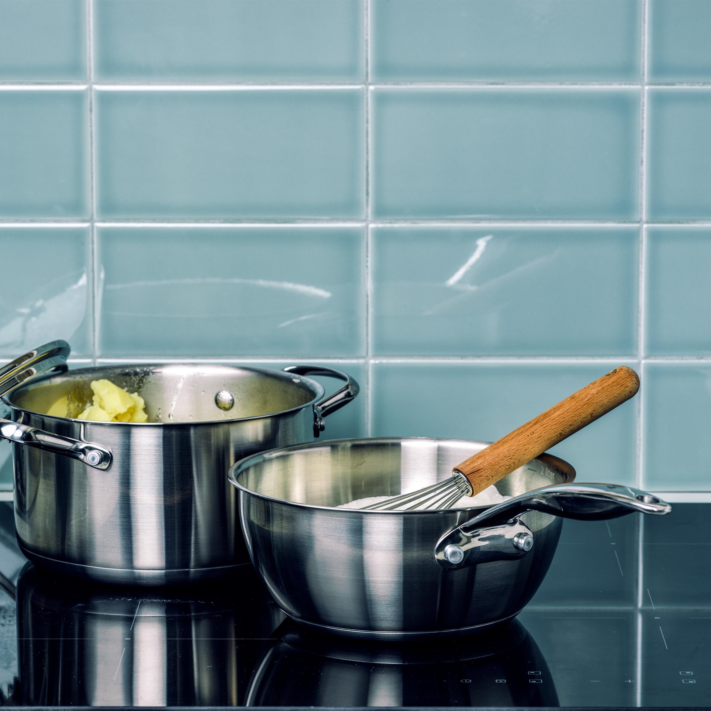 Dagelijkse kost conische chef's pan 20cm zilver op vuur