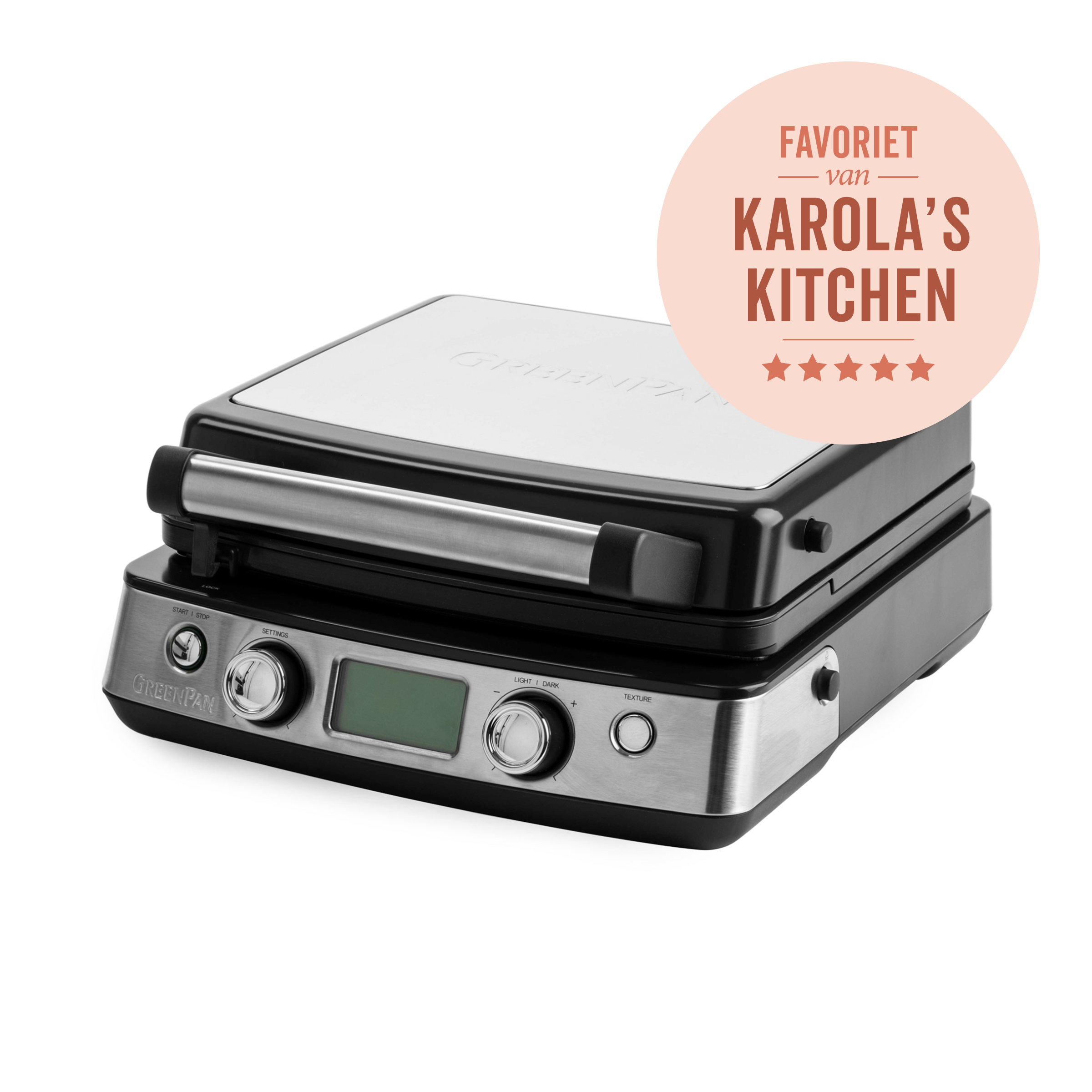 Wafelijzer met 2 wafelplaten Glossy Black