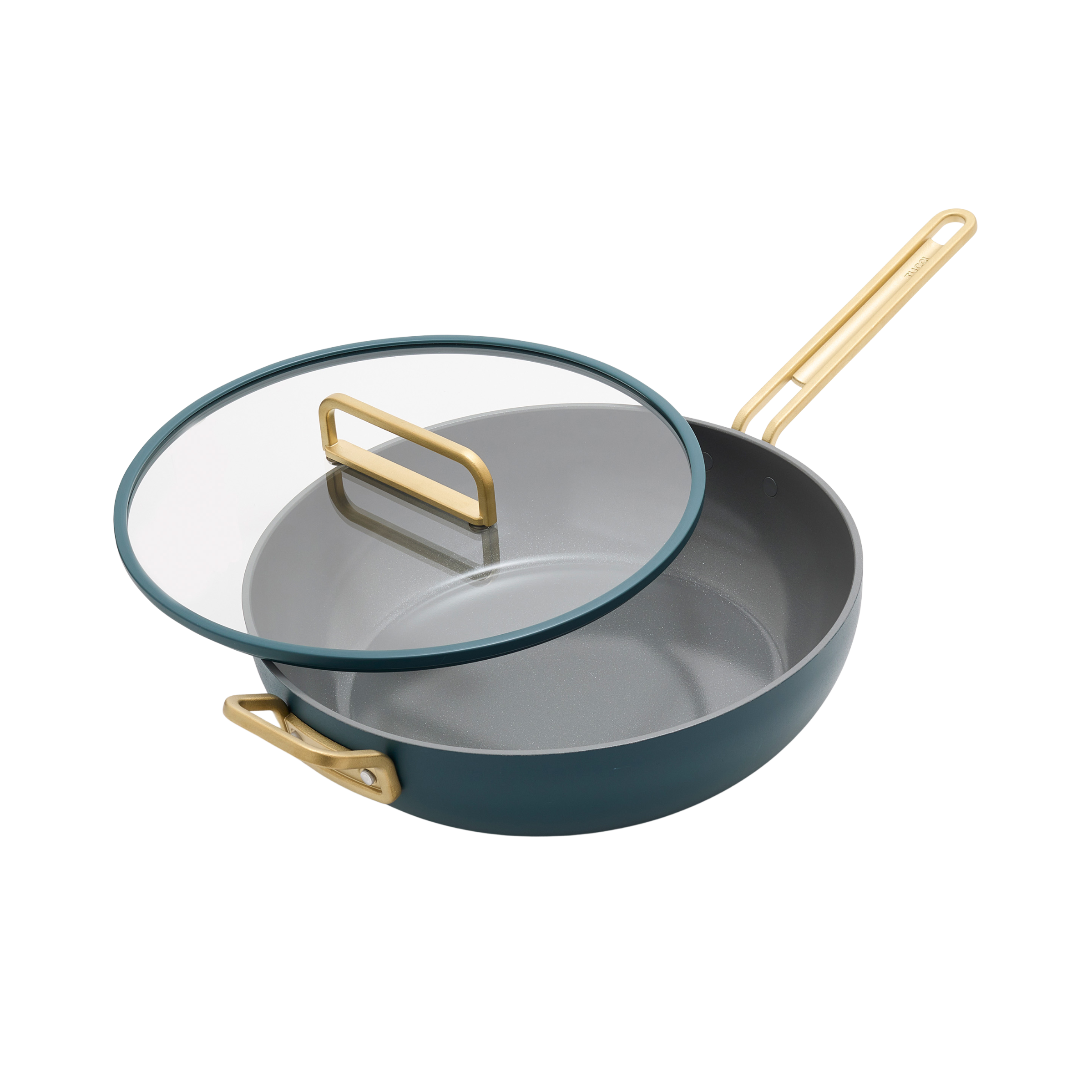 Poêle Stanley GreenPan™ Stanley Tucci™ antiadhésive en céramique 33 cm avec couvercle, bleu sarcelle vénitien