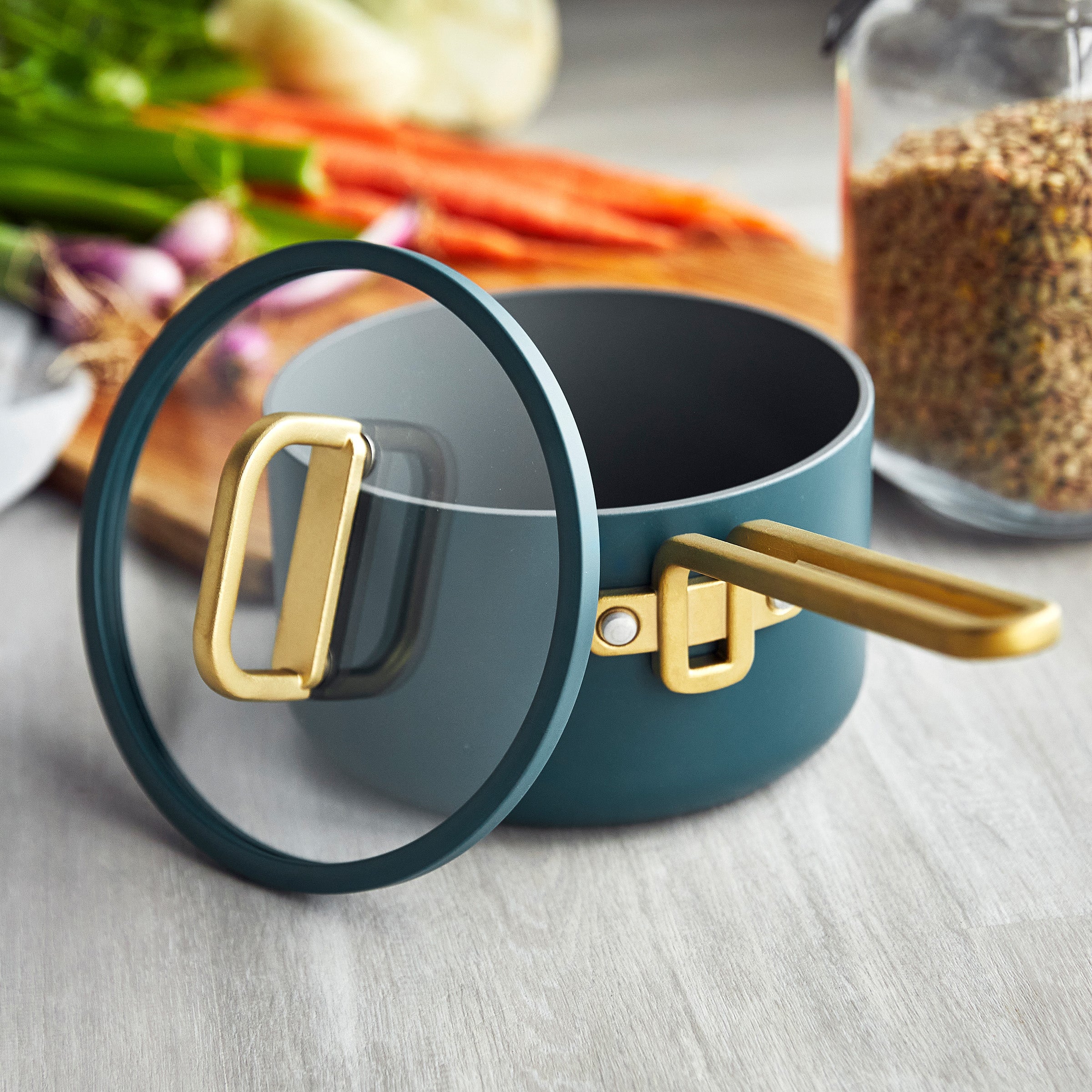 GreenPan™ Stanley Tucci™ Ceramic Nonstick 16cm/1.9L Saucepan with Lid, Venetian Teal