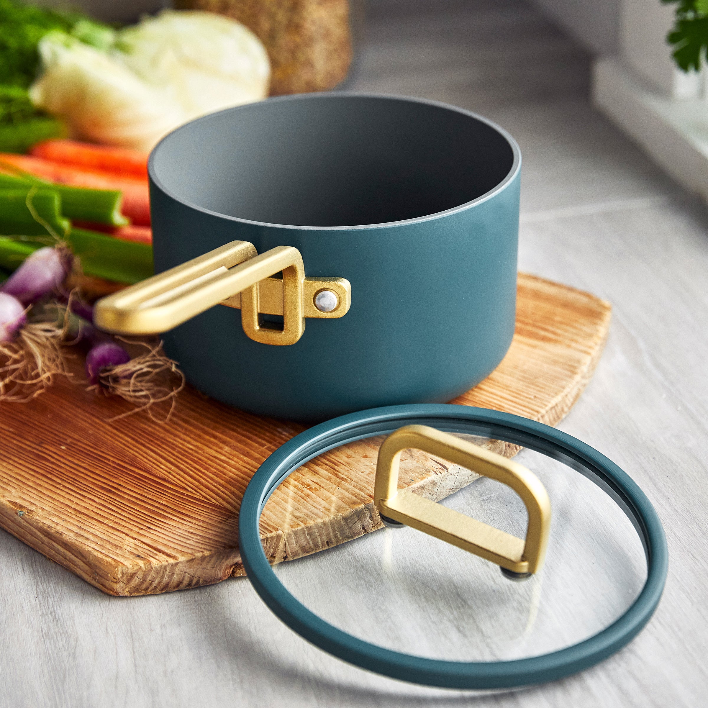 GreenPan™ Stanley Tucci™ Ceramic Nonstick 16cm/1.9L Saucepan with Lid, Venetian Teal