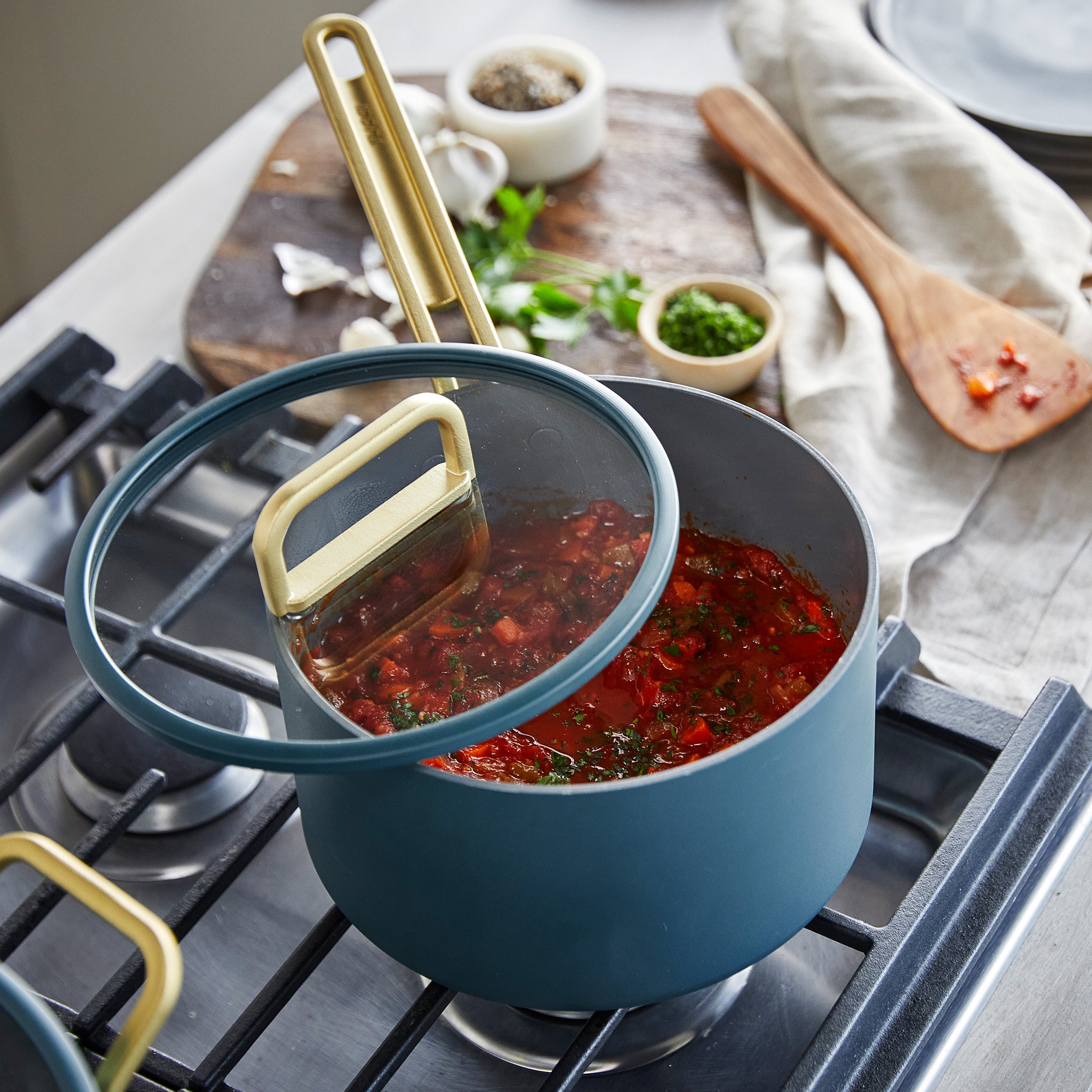 GreenPan™ Stanley Tucci™ Ceramic Nonstick 20cm/3.78L Saucepan with Lid, Venetian Teal
