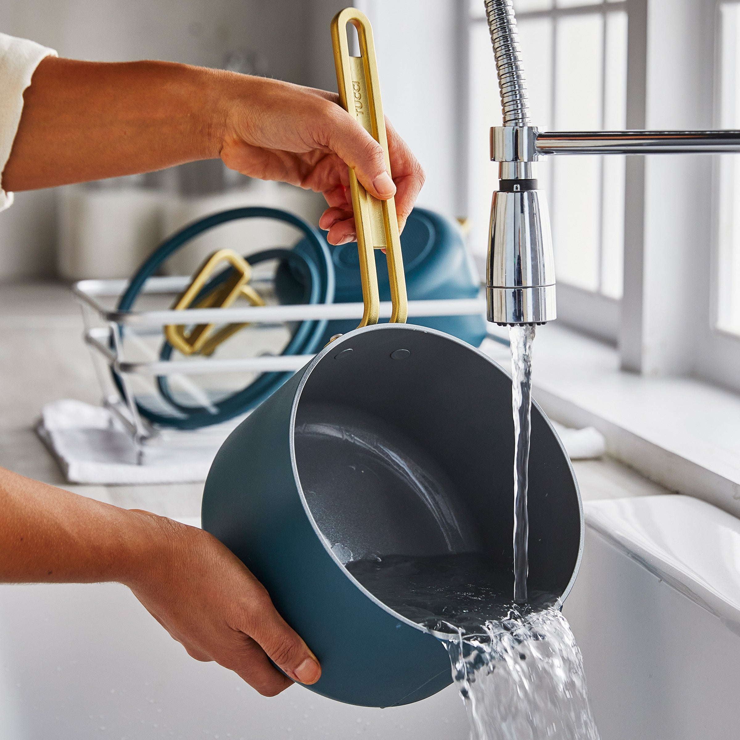 GreenPan™ Stanley Tucci™ Ceramic Nonstick 20cm/3.78L Saucepan with Lid, Venetian Teal
