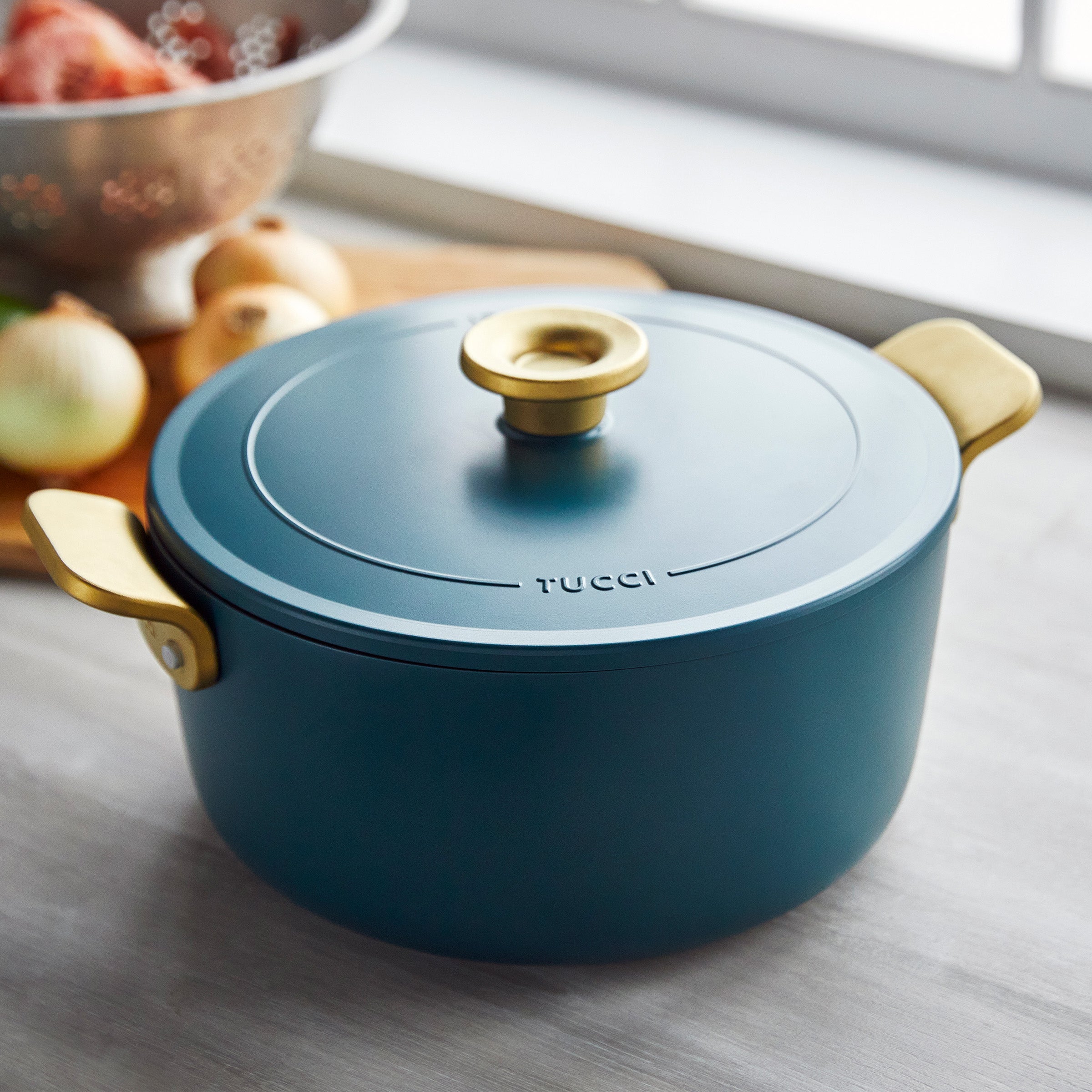 Marmite en céramique antiadhésive GreenPan™ Stanley Tucci™ 26 cm/6,5 L, bleu sarcelle vénitien