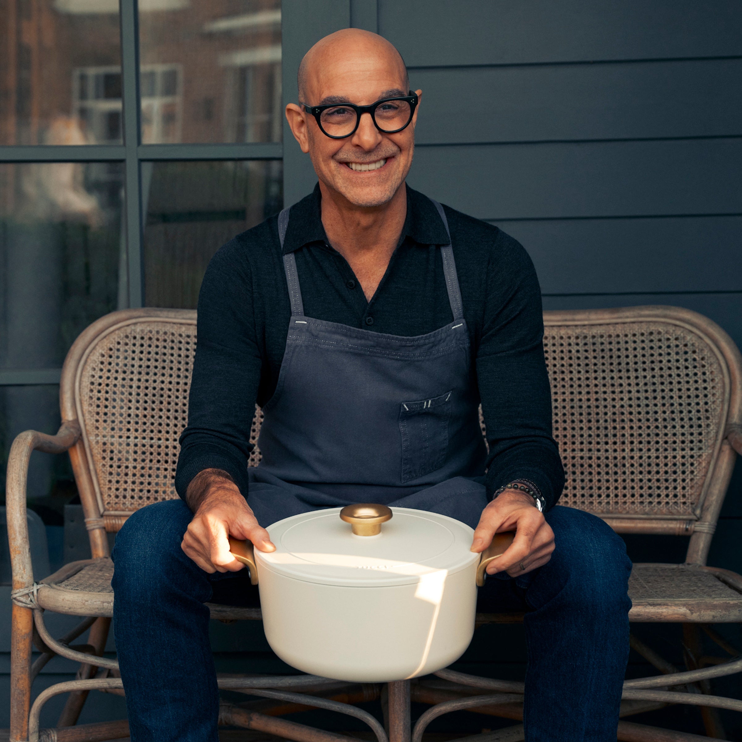 Cocotte en céramique antiadhésive GreenPan™ Stanley Tucci™ 26 cm/6,5 L, blanc de Carrare