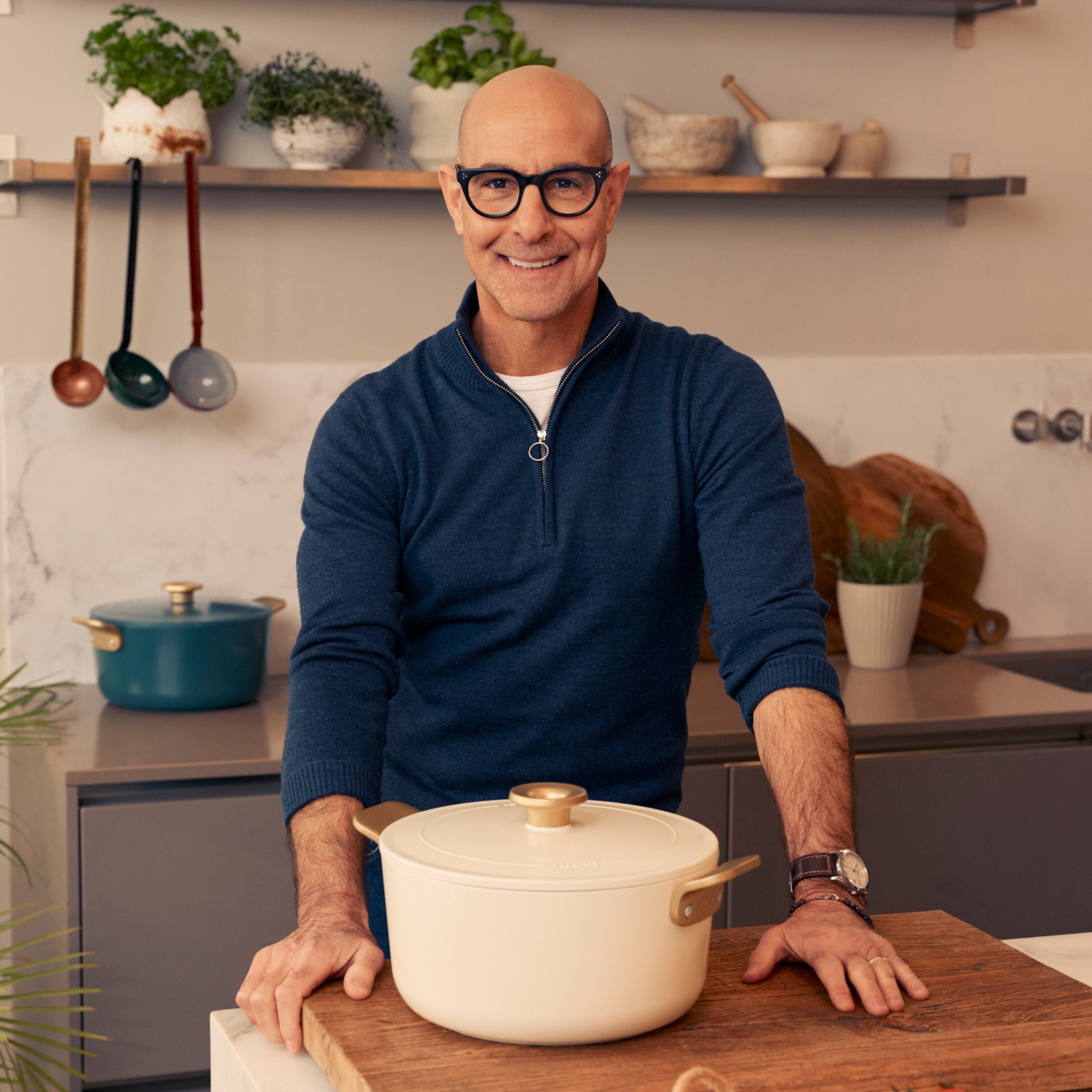 Cocotte en céramique antiadhésive GreenPan™ Stanley Tucci™ 26 cm/6,5 L, blanc de Carrare