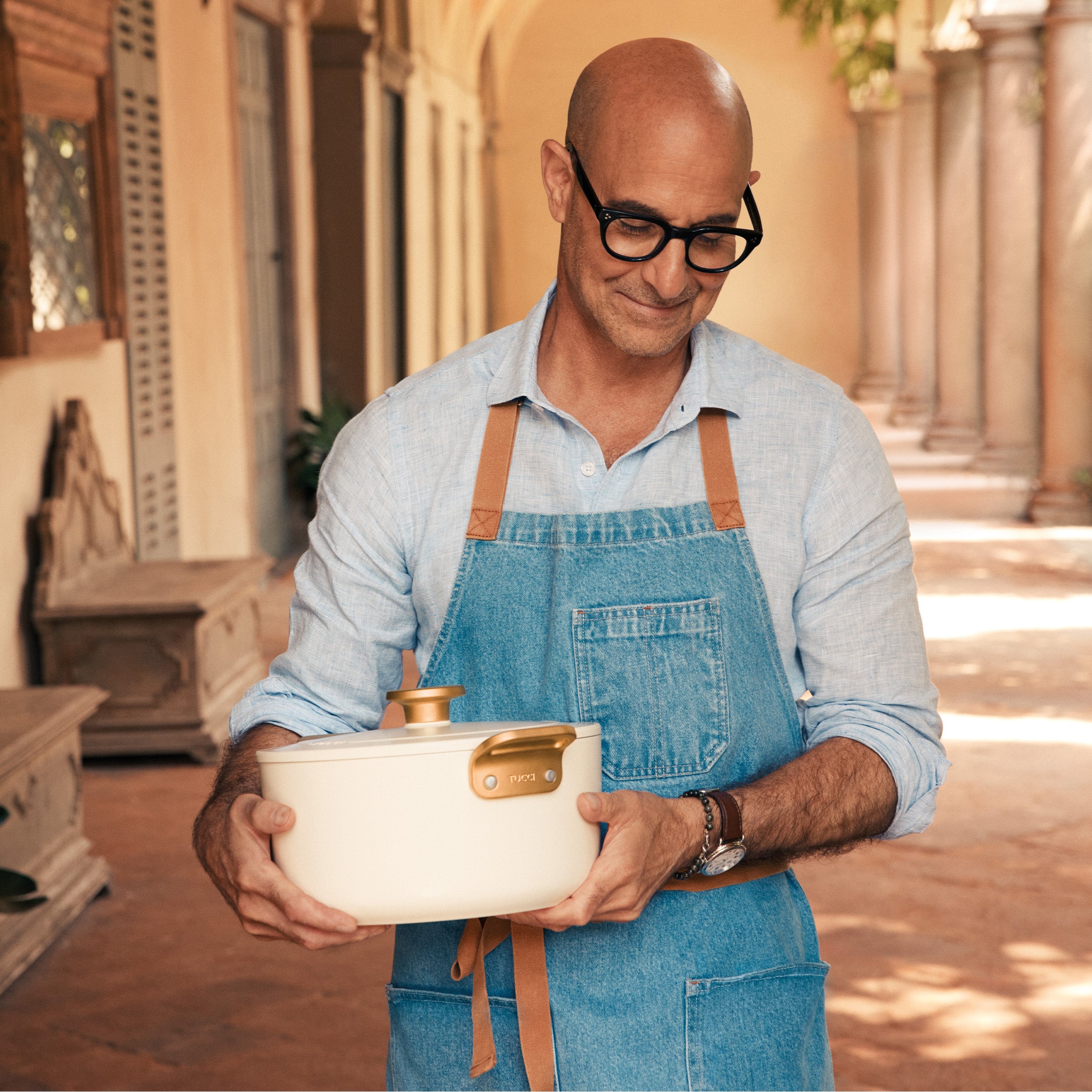 Cocotte en céramique antiadhésive GreenPan™ Stanley Tucci™ 26 cm/6,5 L, blanc de Carrare