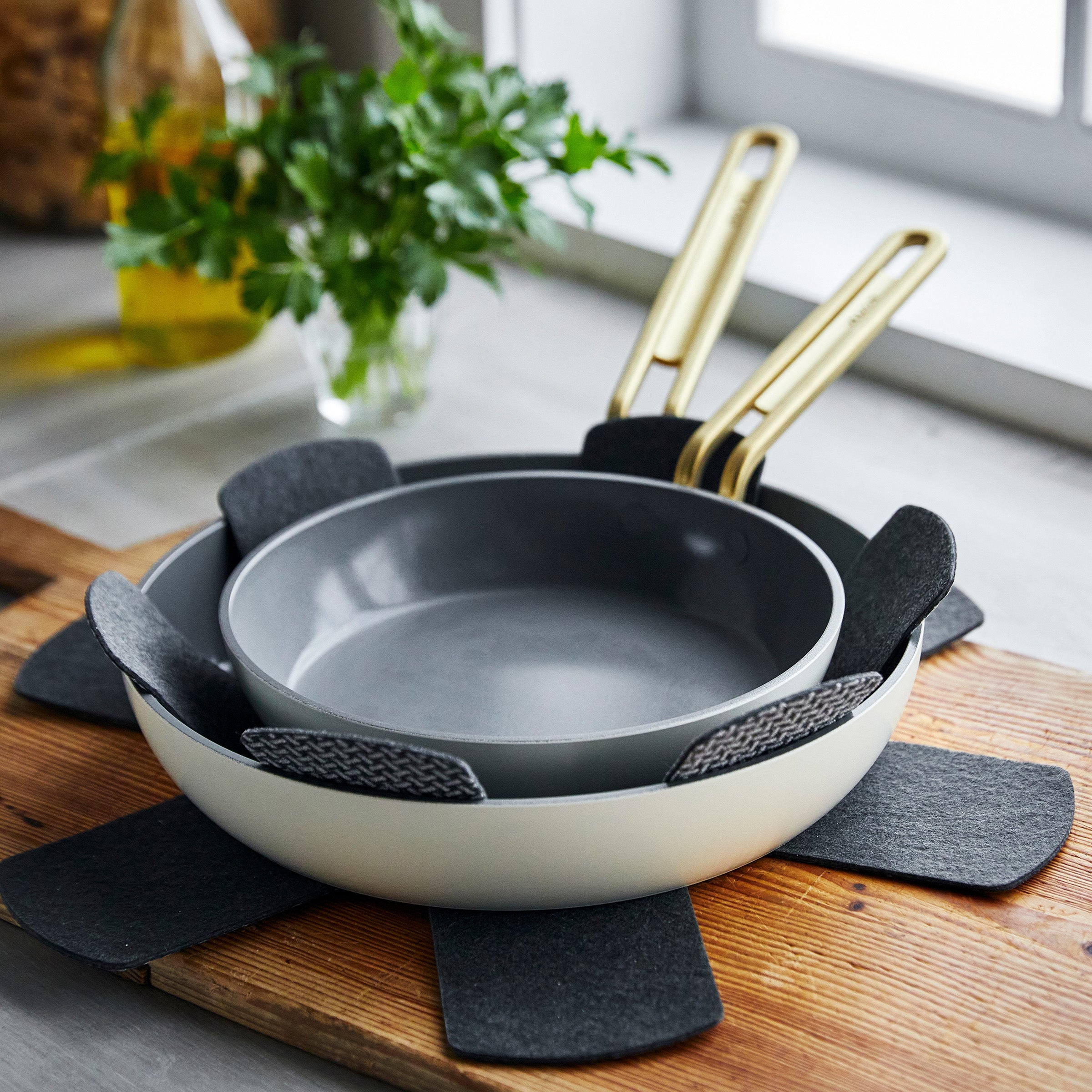 Poêles antiadhésives en céramique GreenPan™ Stanley Tucci™, lot de 2, blanc Carrare