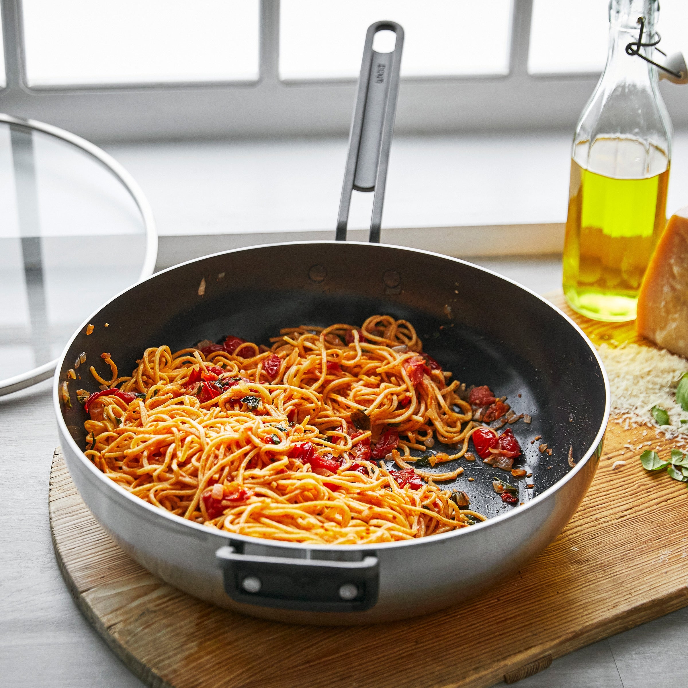 GreenPan™ Stanley Tucci™ Stainless Steel Ceramic Nonstick 33cm Stanley Pan with Lid