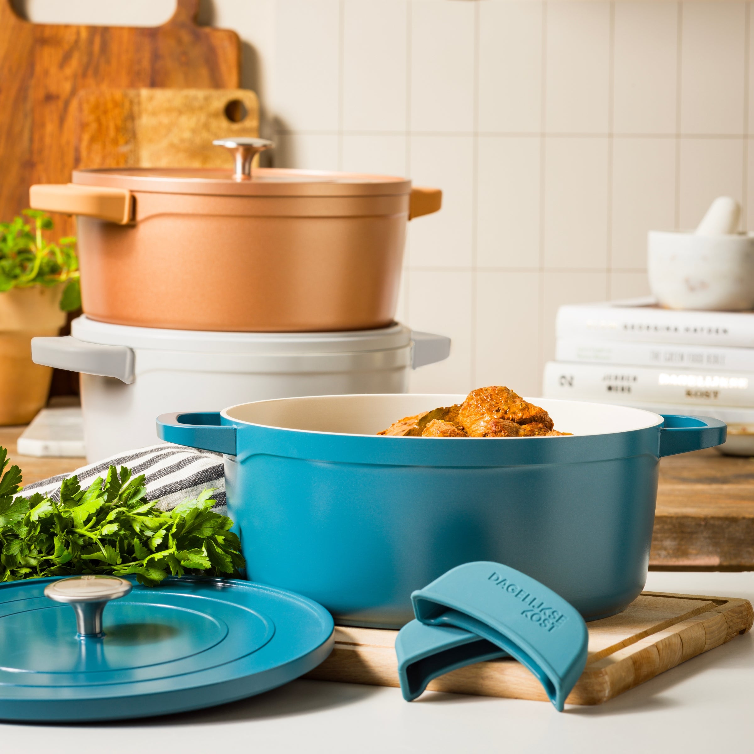 Dagelijkse kost stoofpot met deksel 26cm Blauwgroen